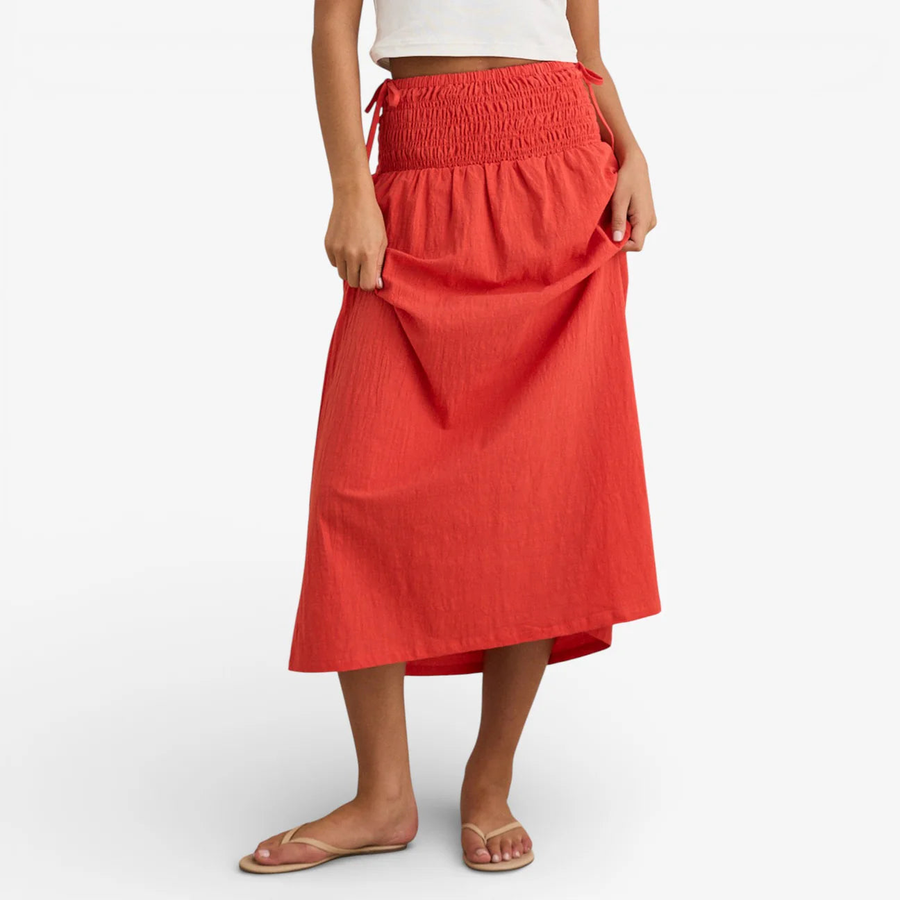 Alana Red Tie Side Maxi Skirt