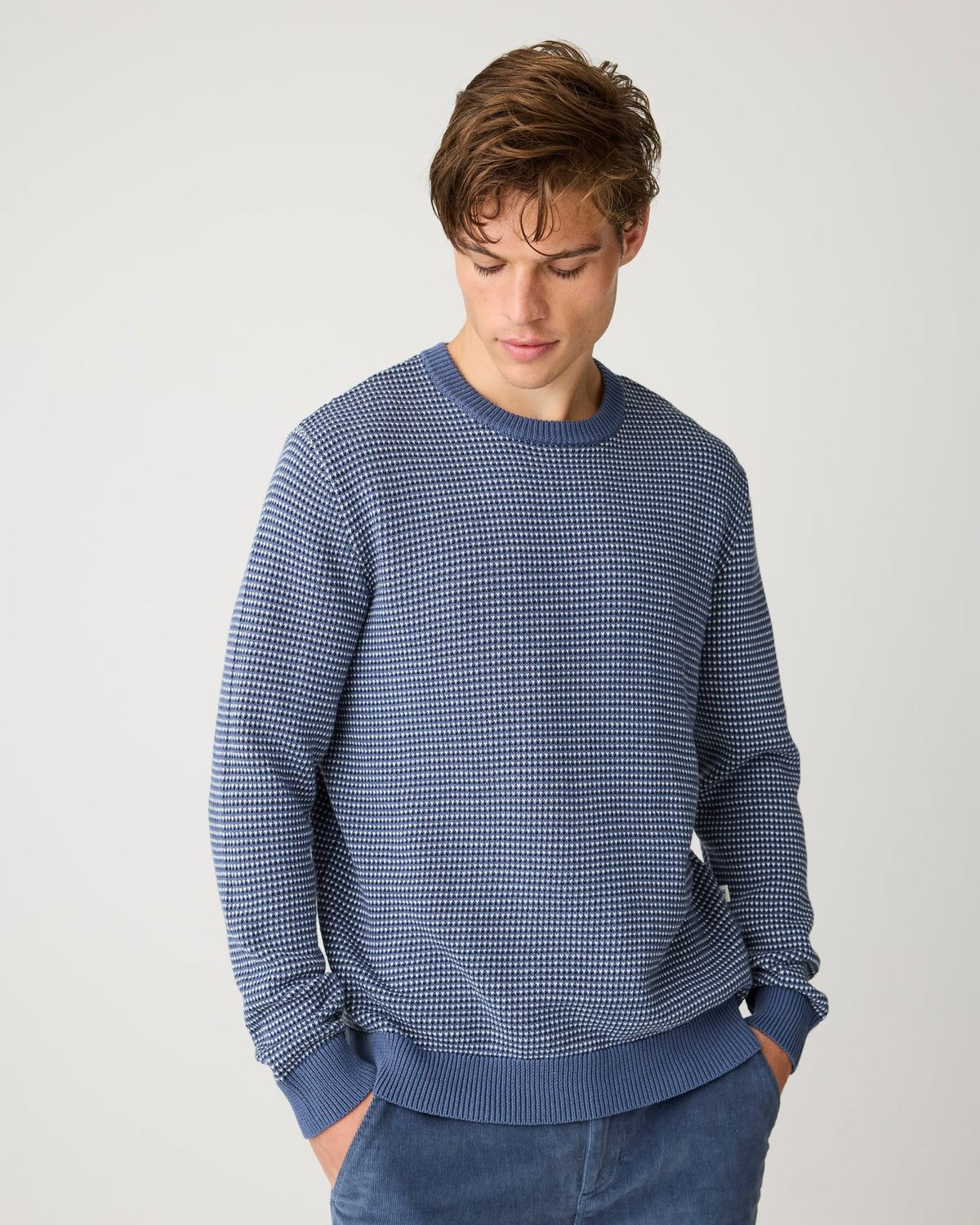 Jacquard Crew Neck Sweater Night Sky