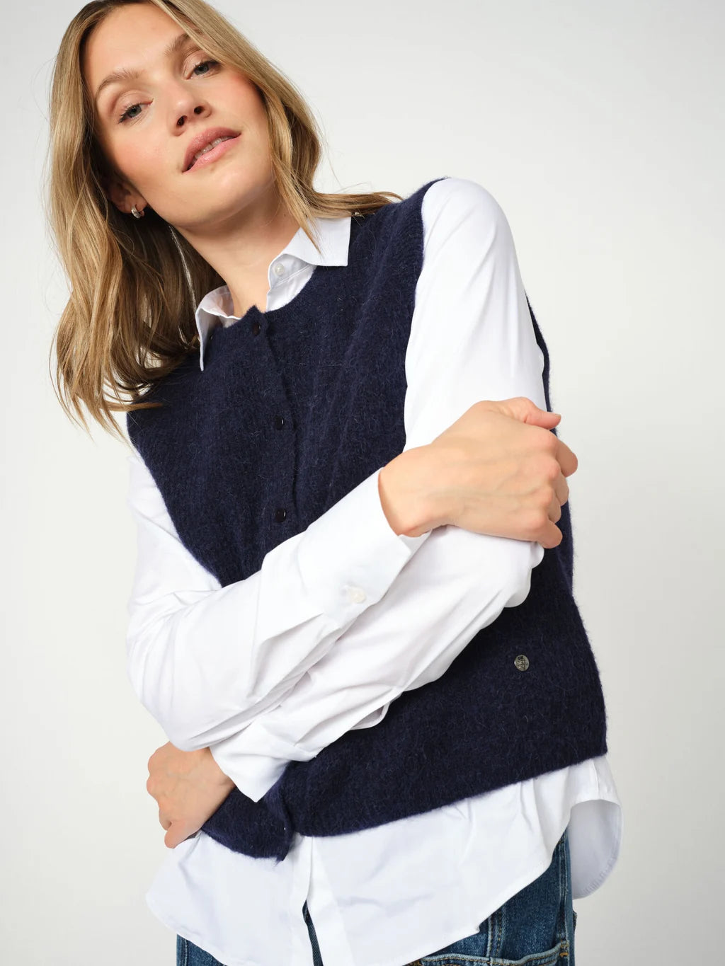 Navy Almine Thora Knitted Waistcoat
