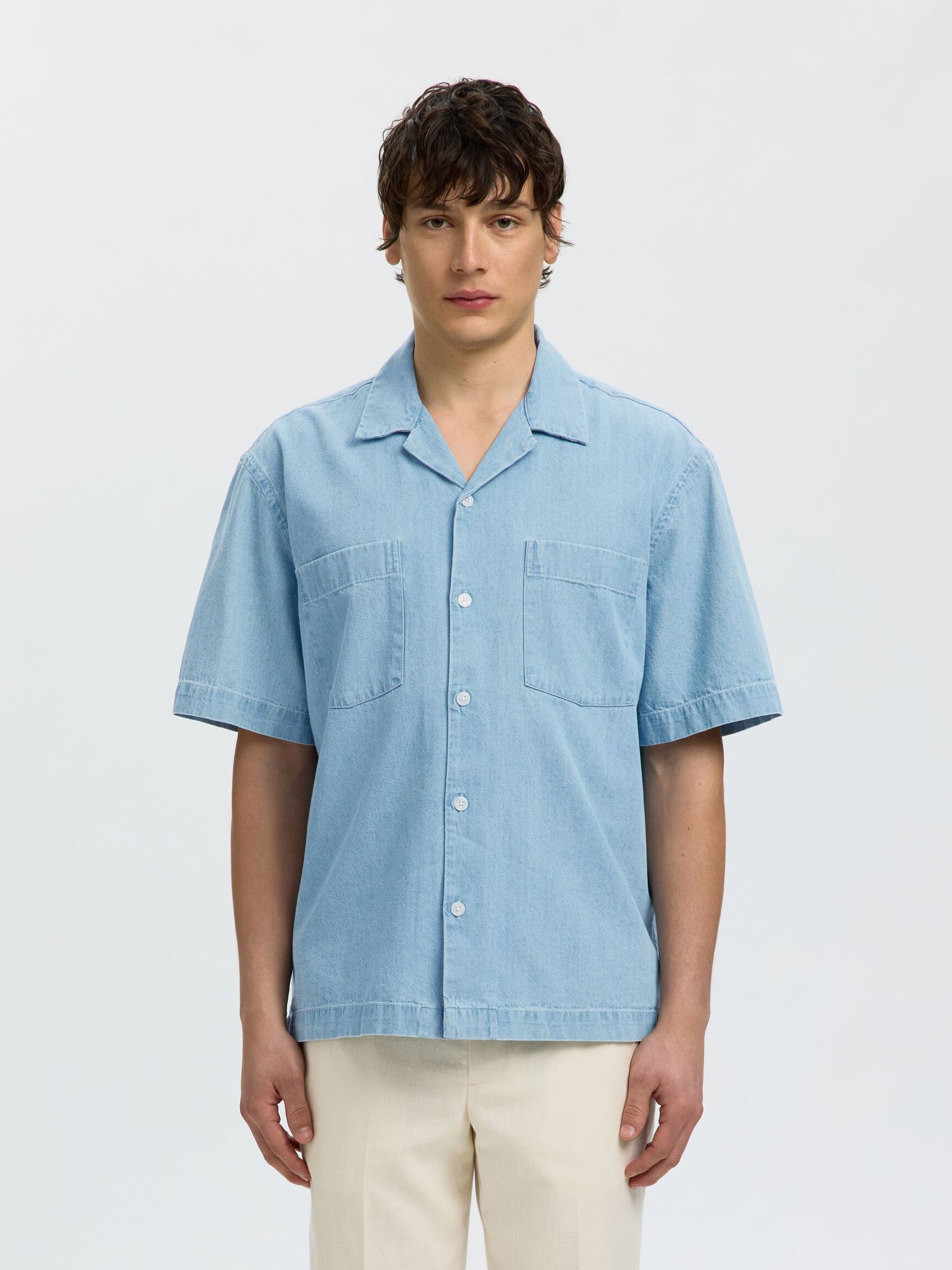 Carlo Light Blue Denim Short Sleeve Shirt