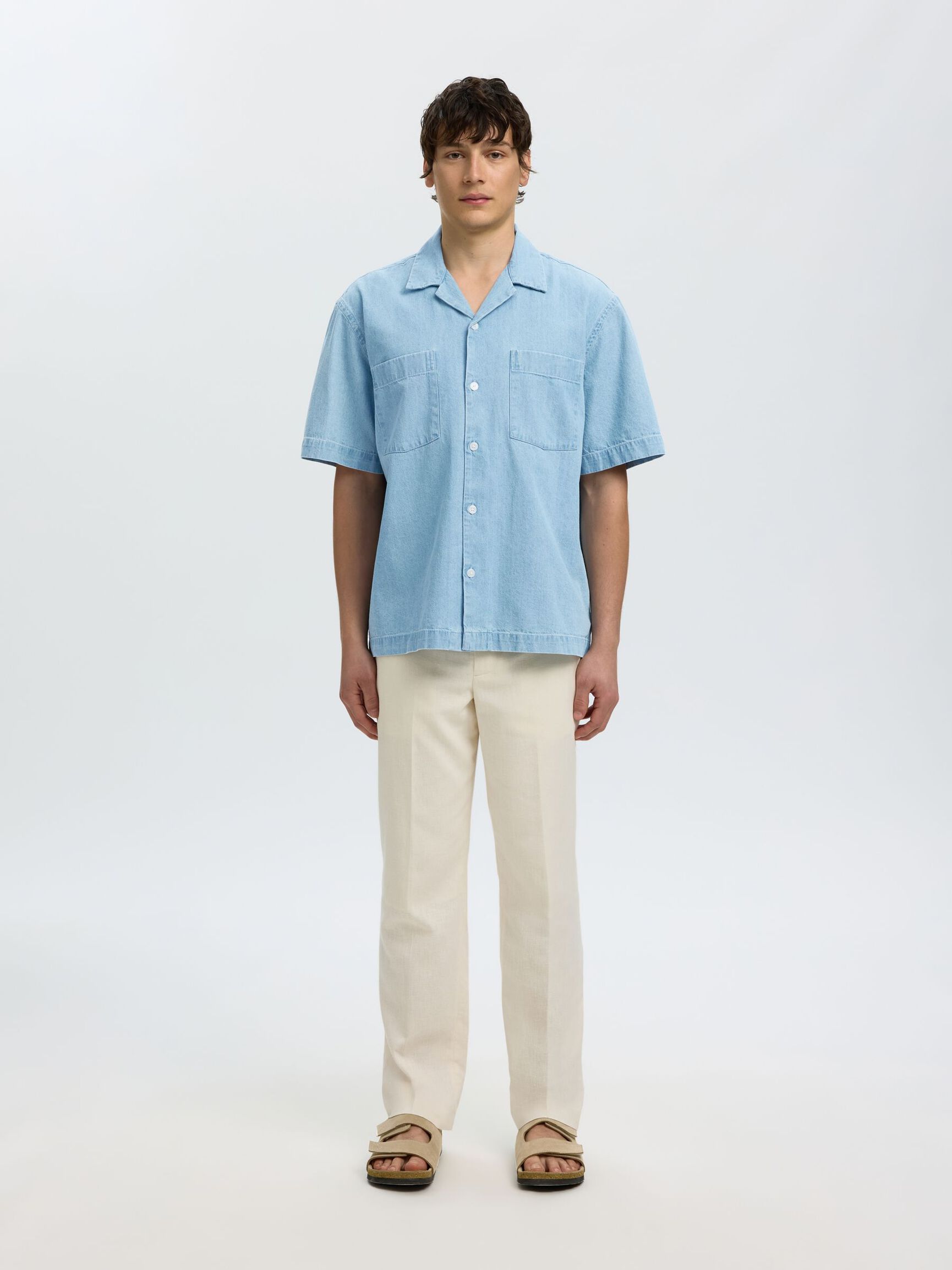 Carlo Light Blue Denim Short Sleeve Shirt