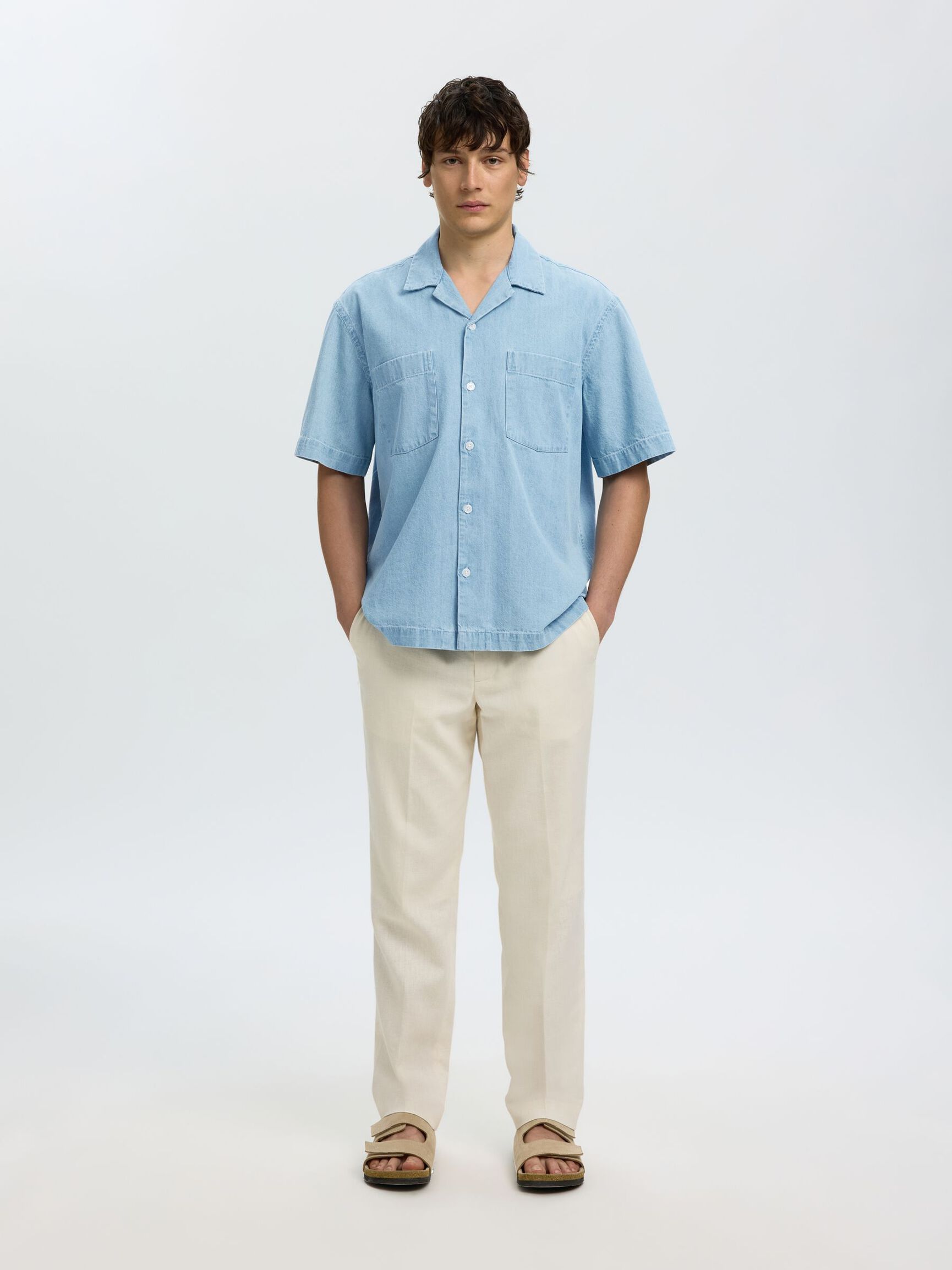 Carlo Light Blue Denim Short Sleeve Shirt
