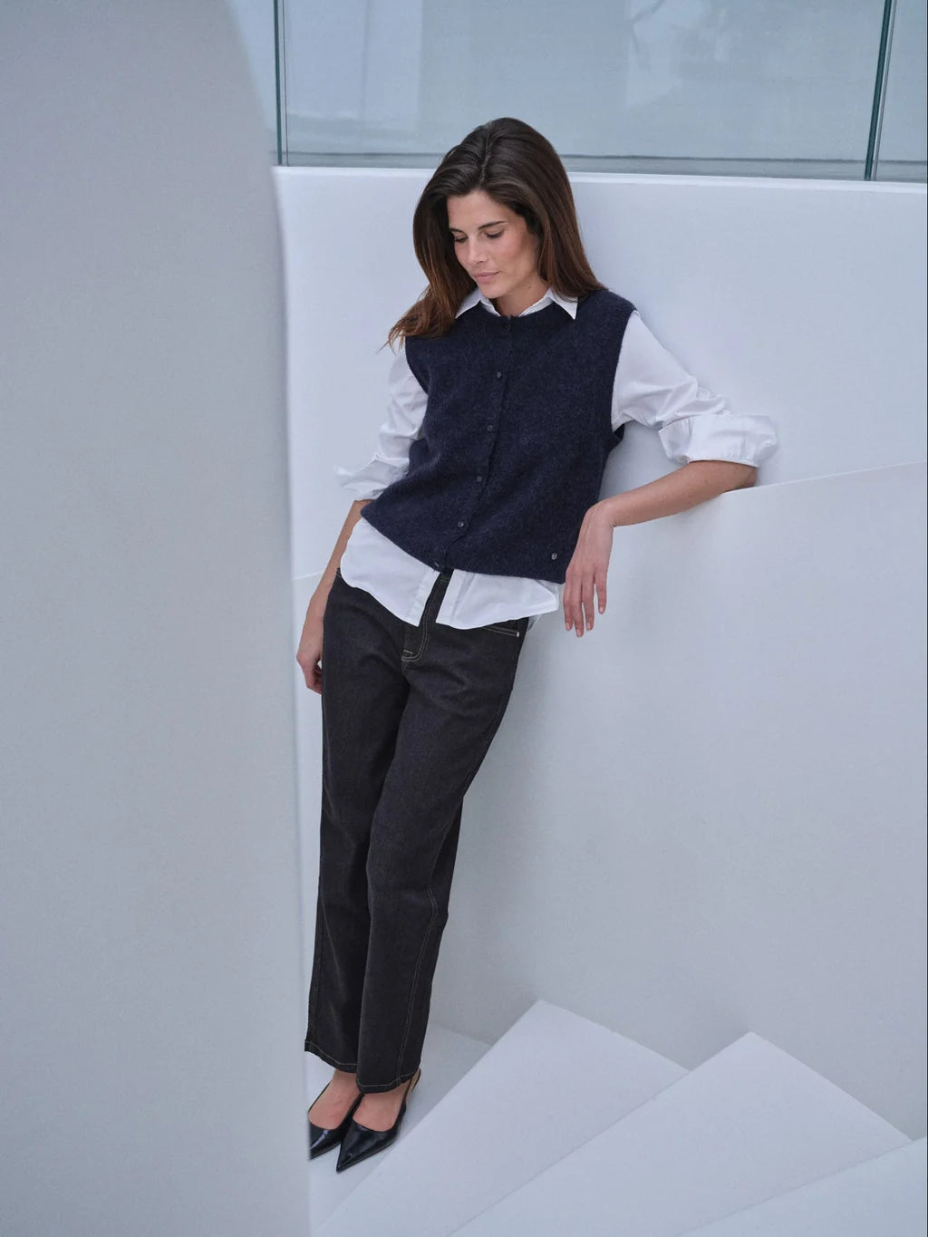 Navy Almine Thora Knitted Waistcoat