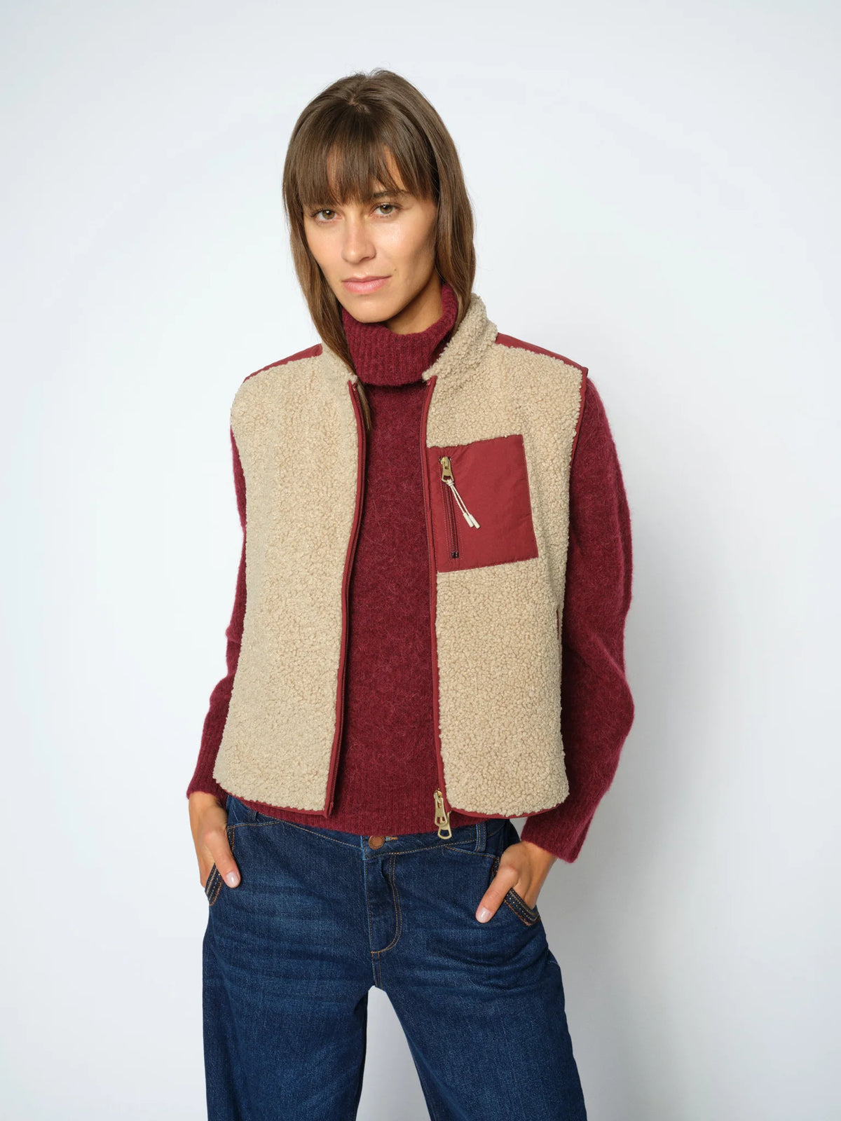 Eli Rowe Teddy Vest - Cabernet