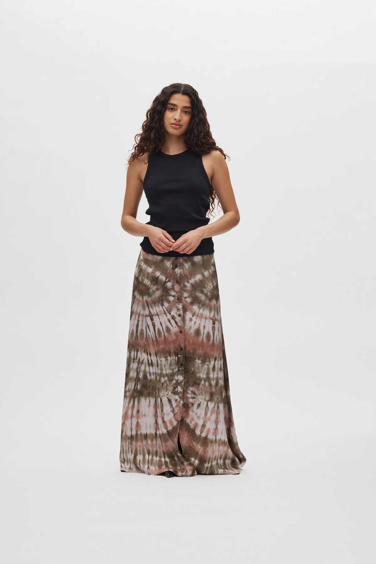 Henriette Lava Print Button Skirt