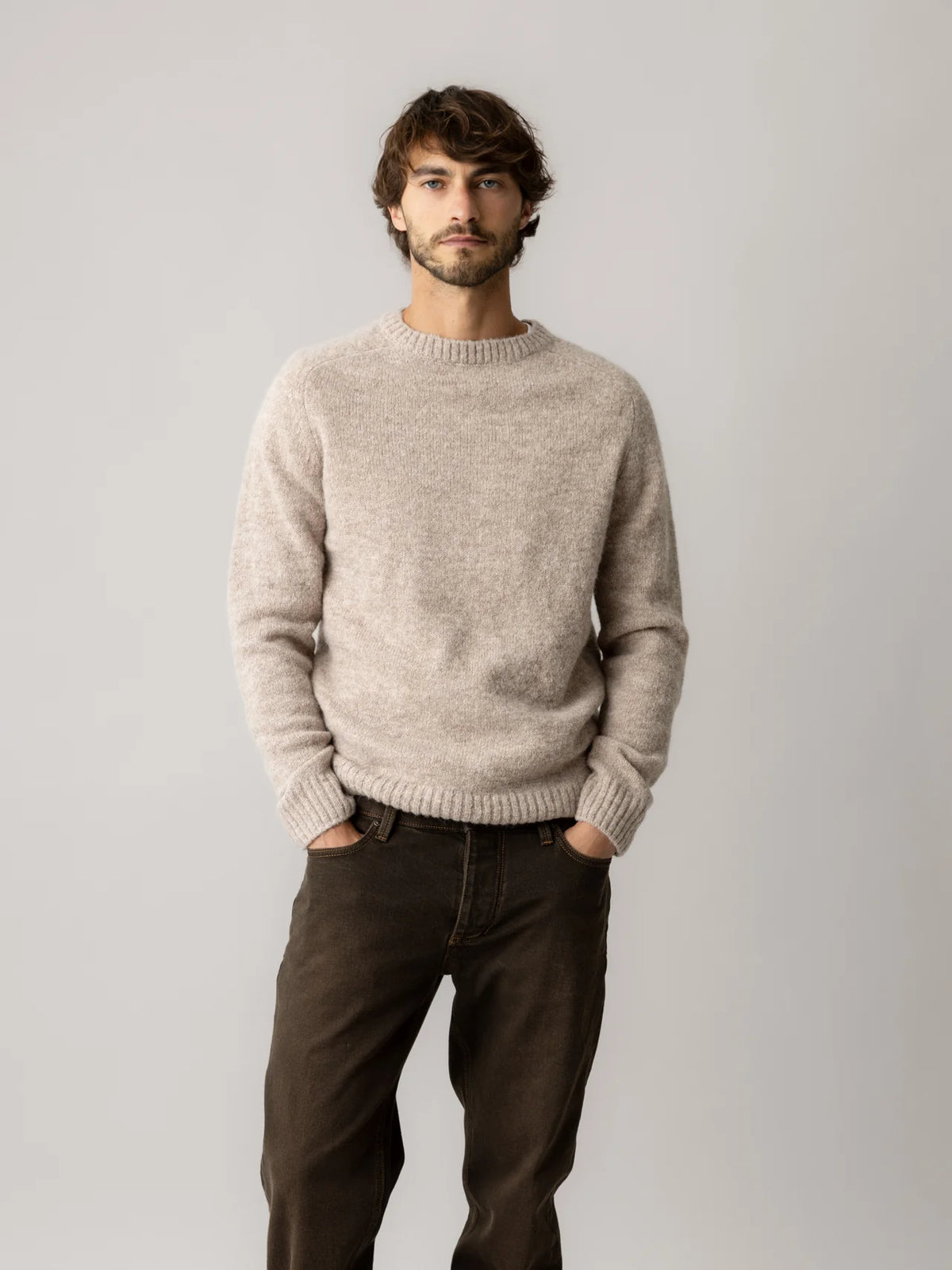 Carlos Crew Neck Knit - Light Grey Melange