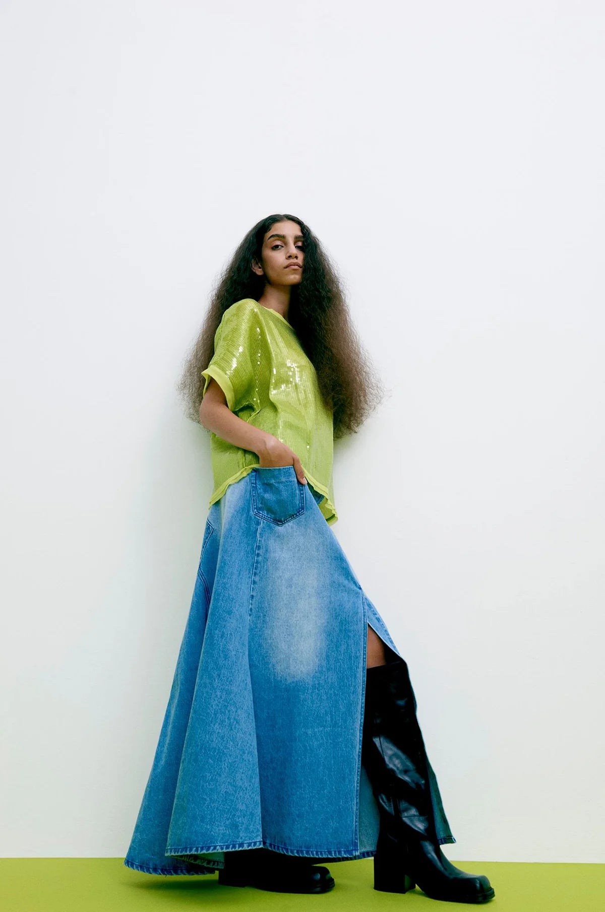 Rabens Saloner Emmali Long Denim Skirt