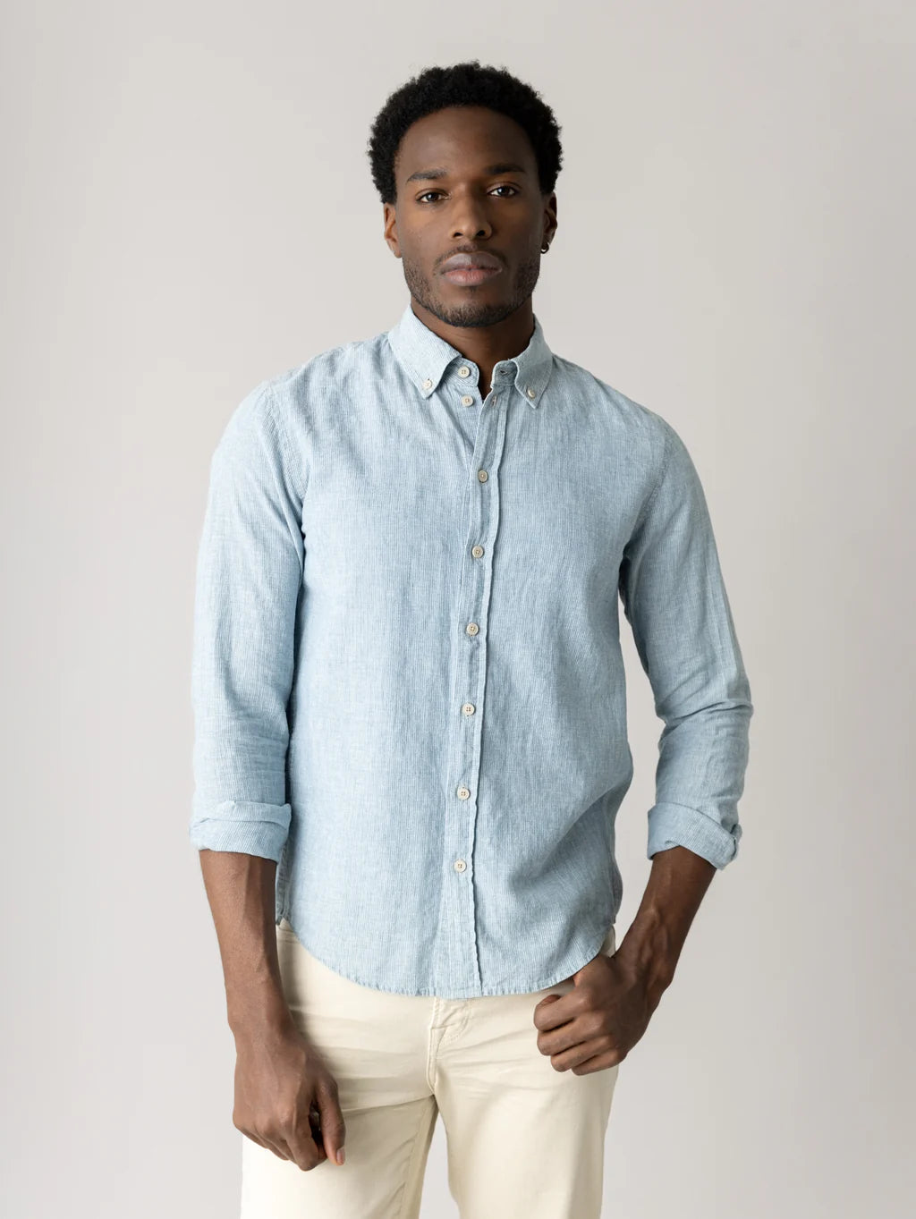 Mos Mosh Gallery Theo Linen Fine Stripe Shirt
