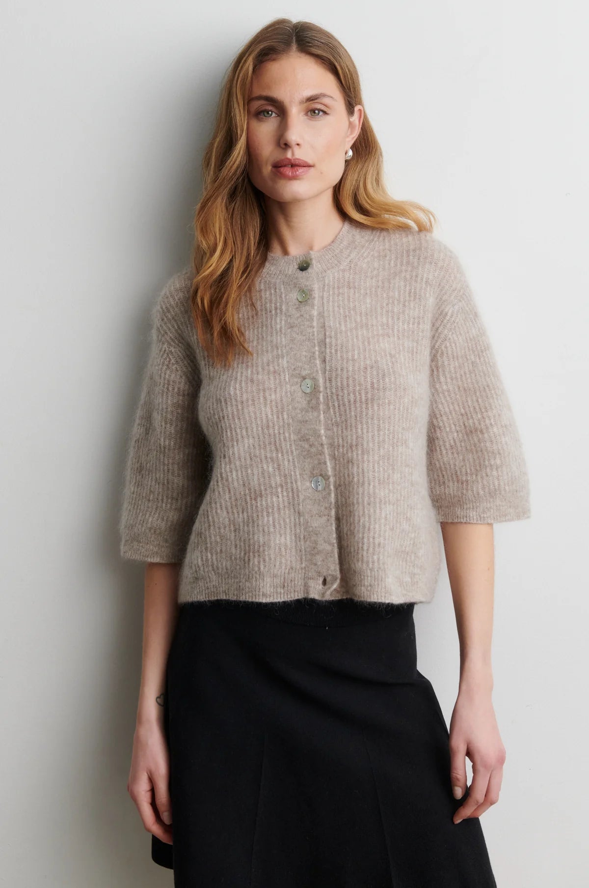 Andrea Beige Melange Cardigan