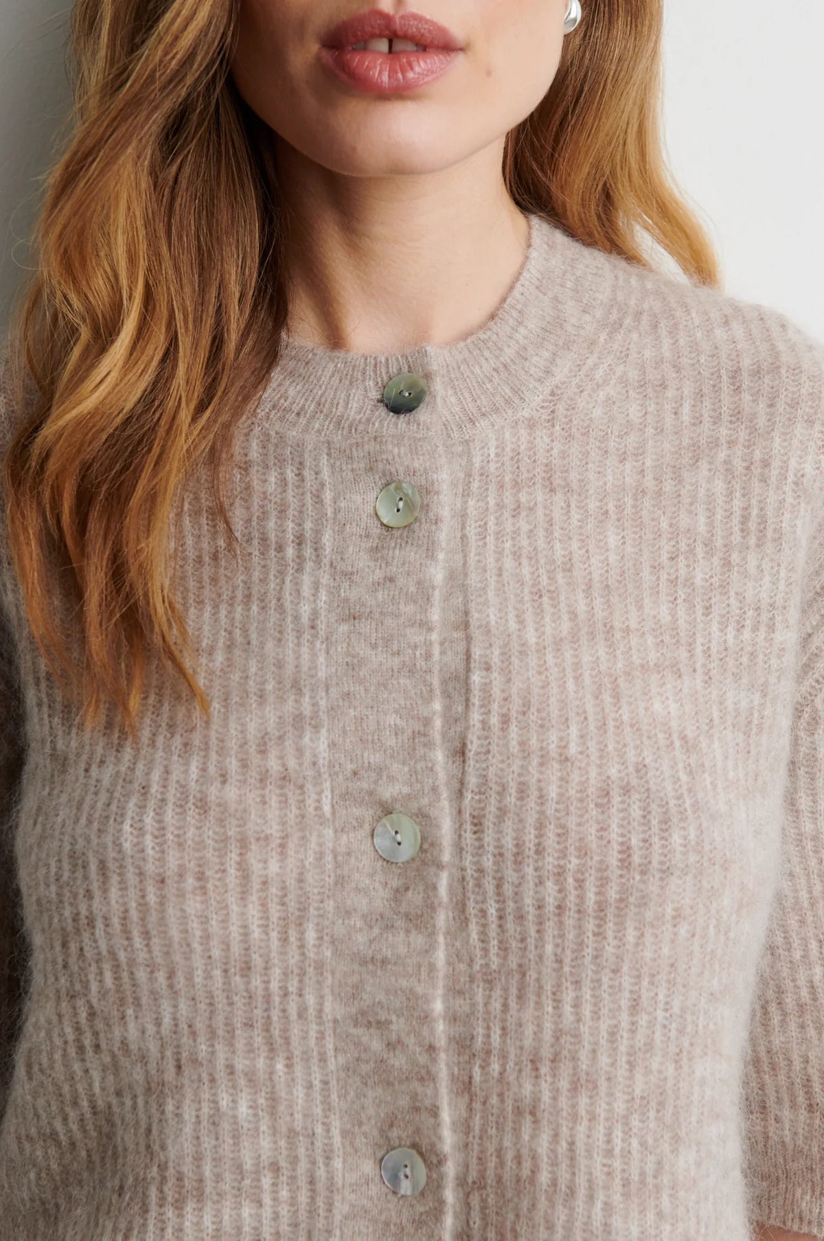Andrea Beige Melange Cardigan