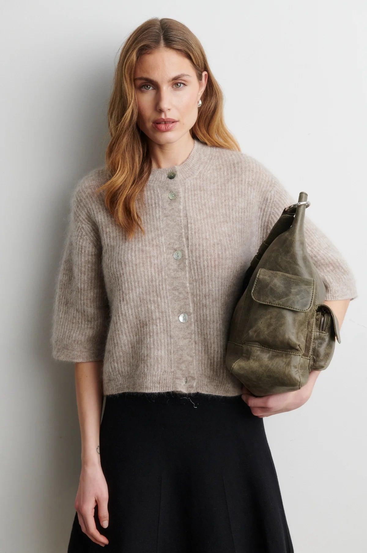 Andrea Beige Melange Cardigan
