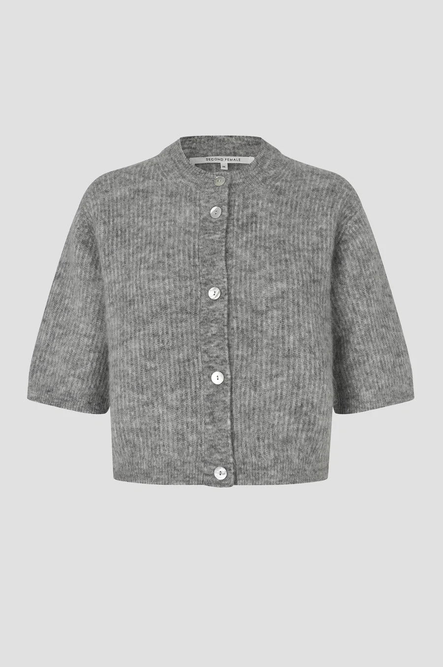 Andrea Knit Rib Cardigan Grey Melange