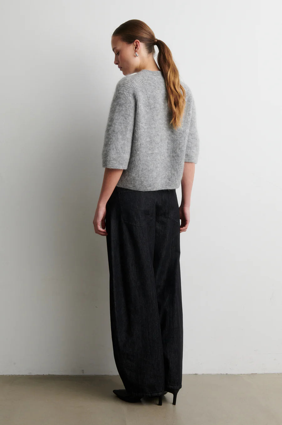 Andrea Knit Rib Cardigan Grey Melange
