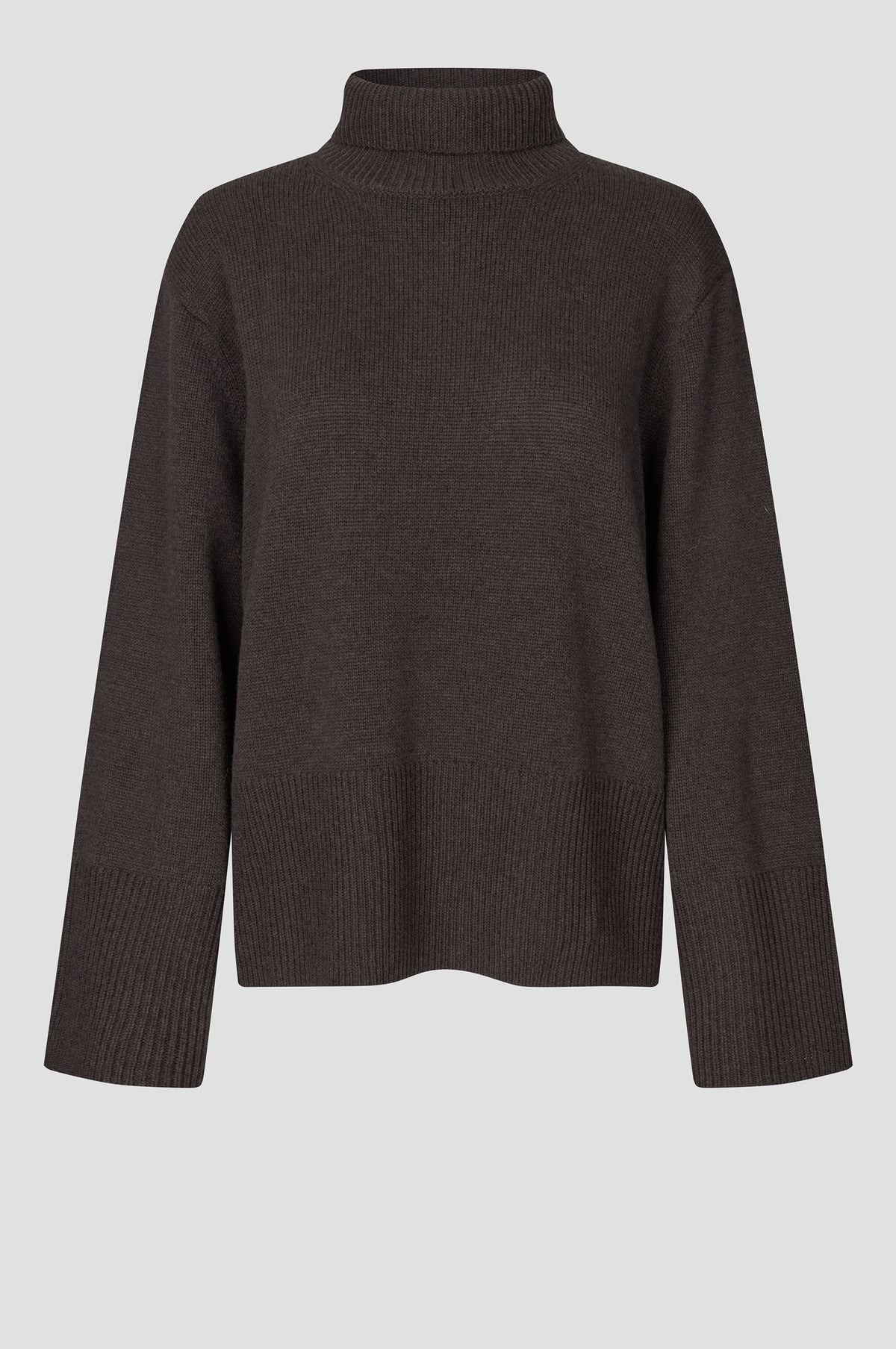 Alpha Knit T-Neck Brown Melange