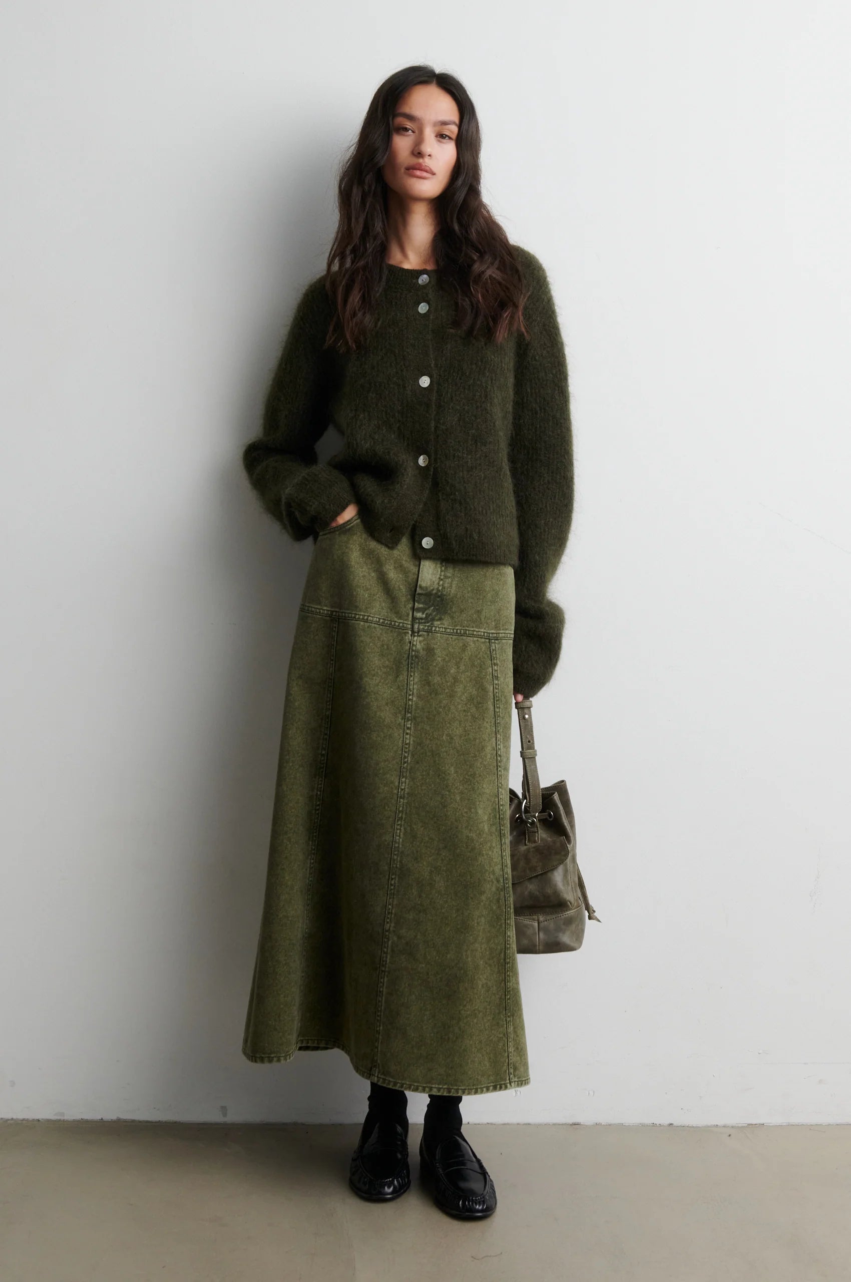 Andrea Black Olive Cardigan