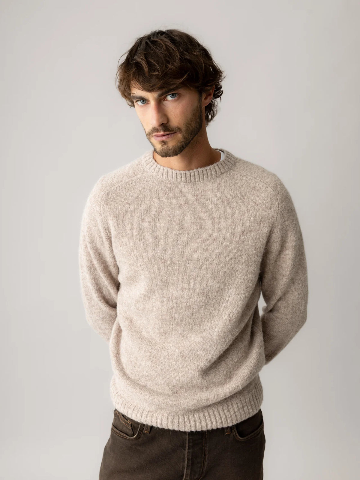 Carlos Crew Neck Knit - Light Grey Melange