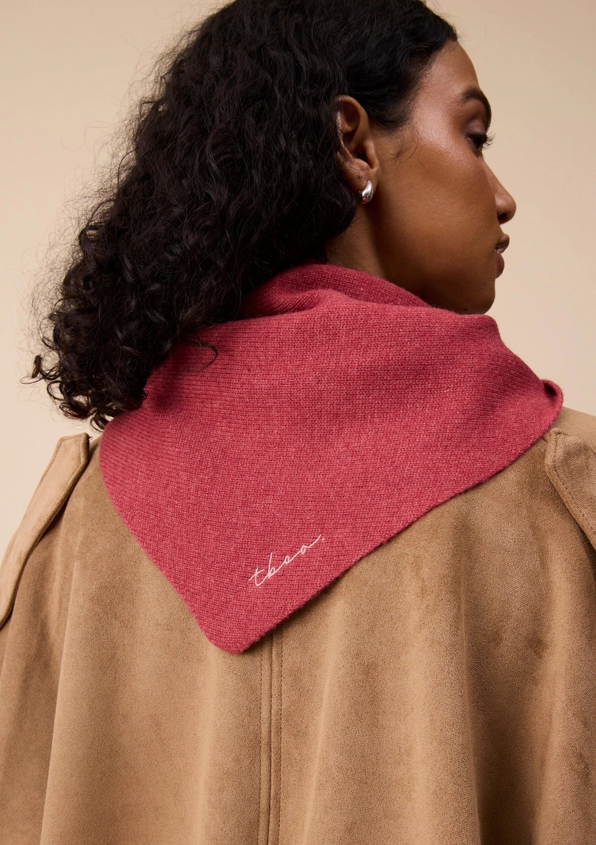 Merino Wool Triangle Scarf in Rust