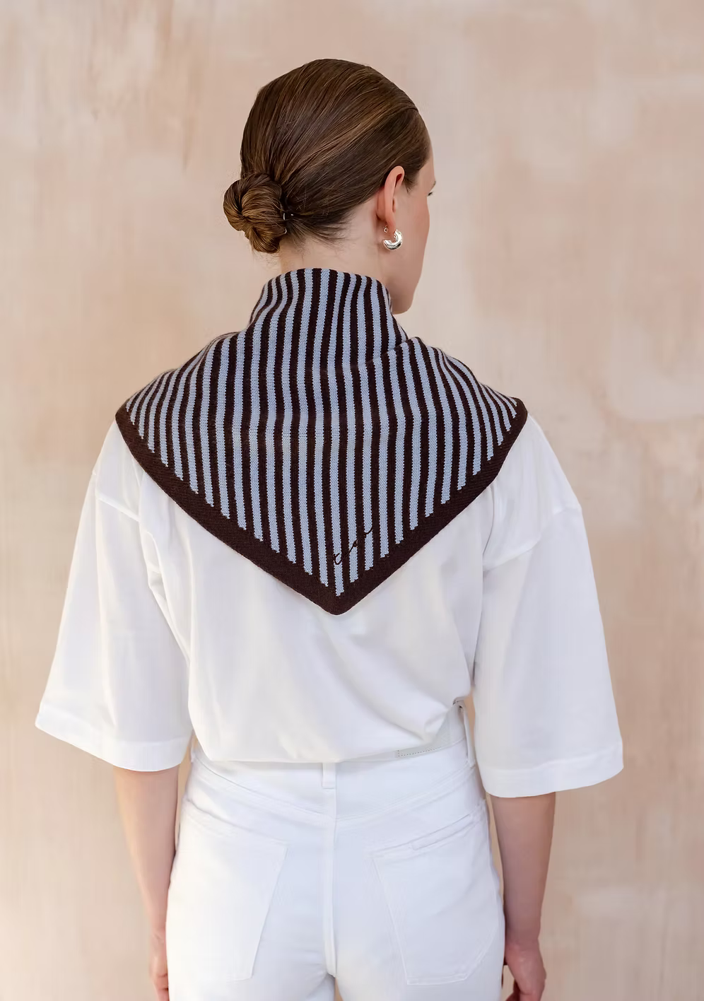 TBCo Small Blue & Brown Stripe Merino Wool Triangle Scarf