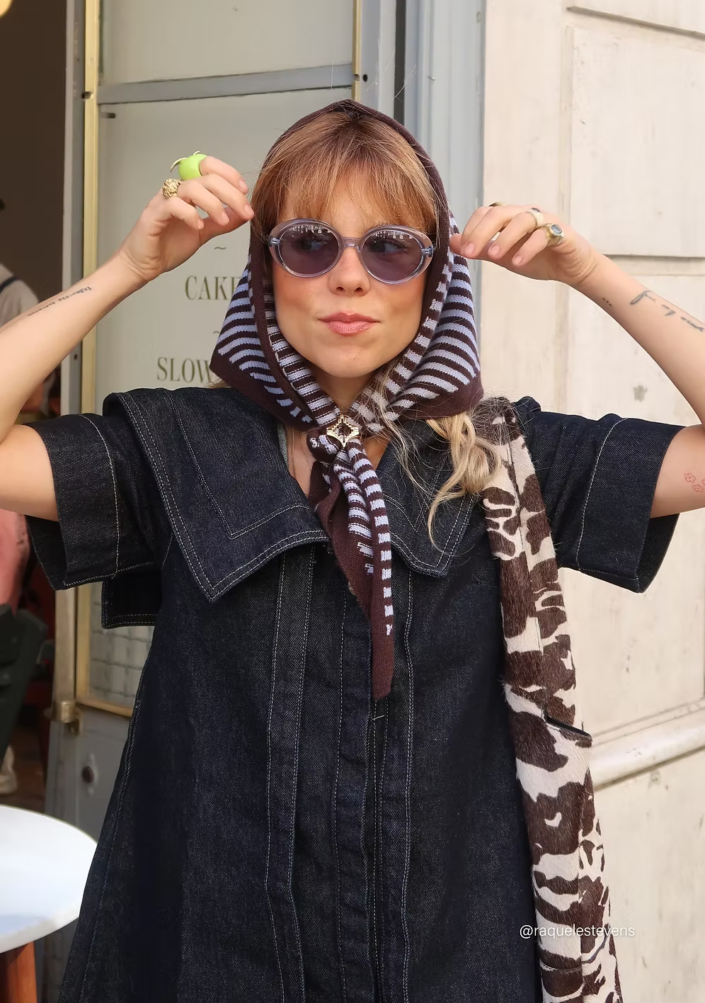 TBCo Small Blue & Brown Stripe Merino Wool Triangle Scarf