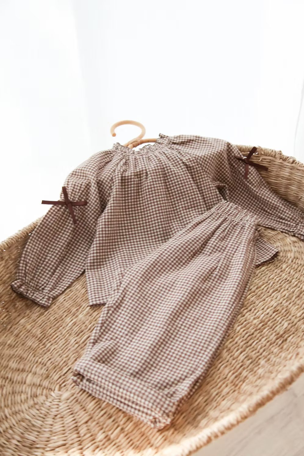 Unisex Brown Gingham Trousers