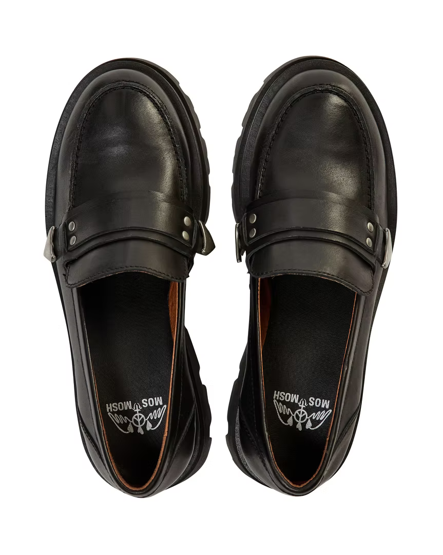 Mos Mosh Black Leather Loafer