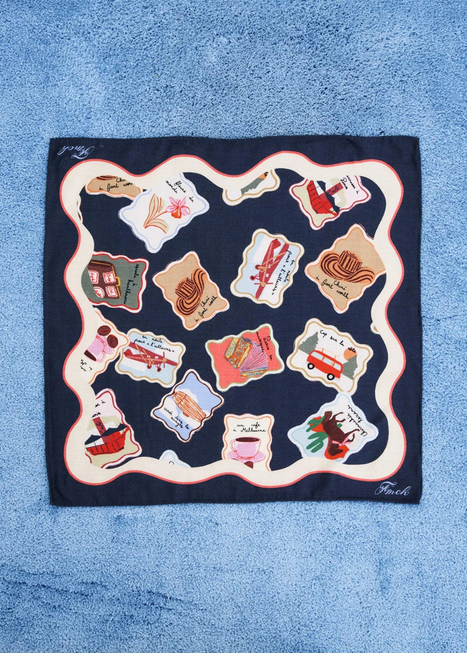 Stamp Scarf Midnight Blue