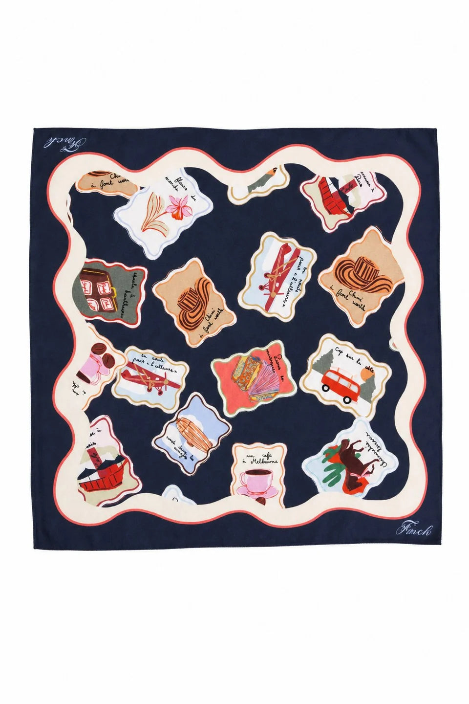 Stamp Scarf Midnight Blue