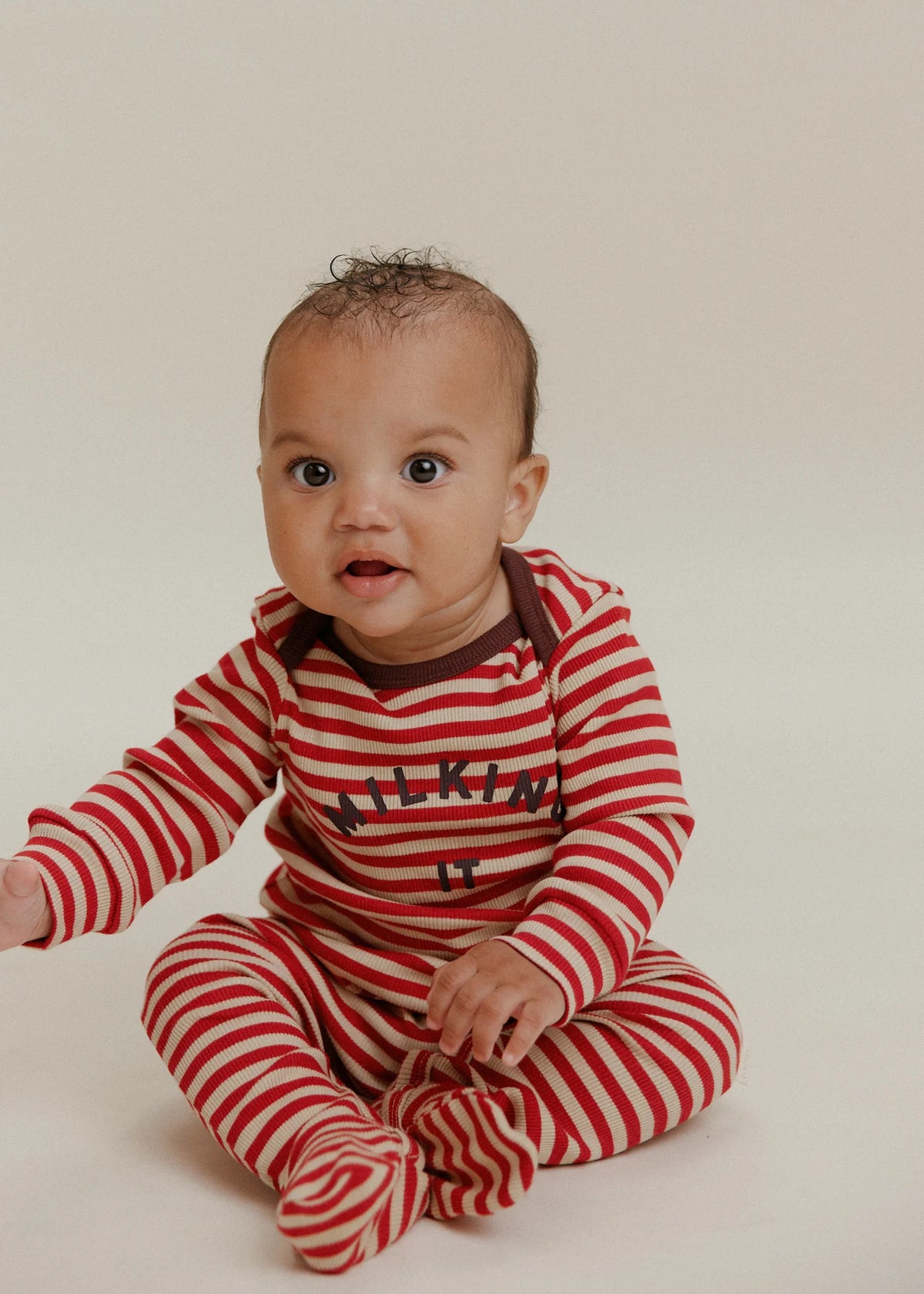 Claude & Co Milking it Crimson Stripe Onesie