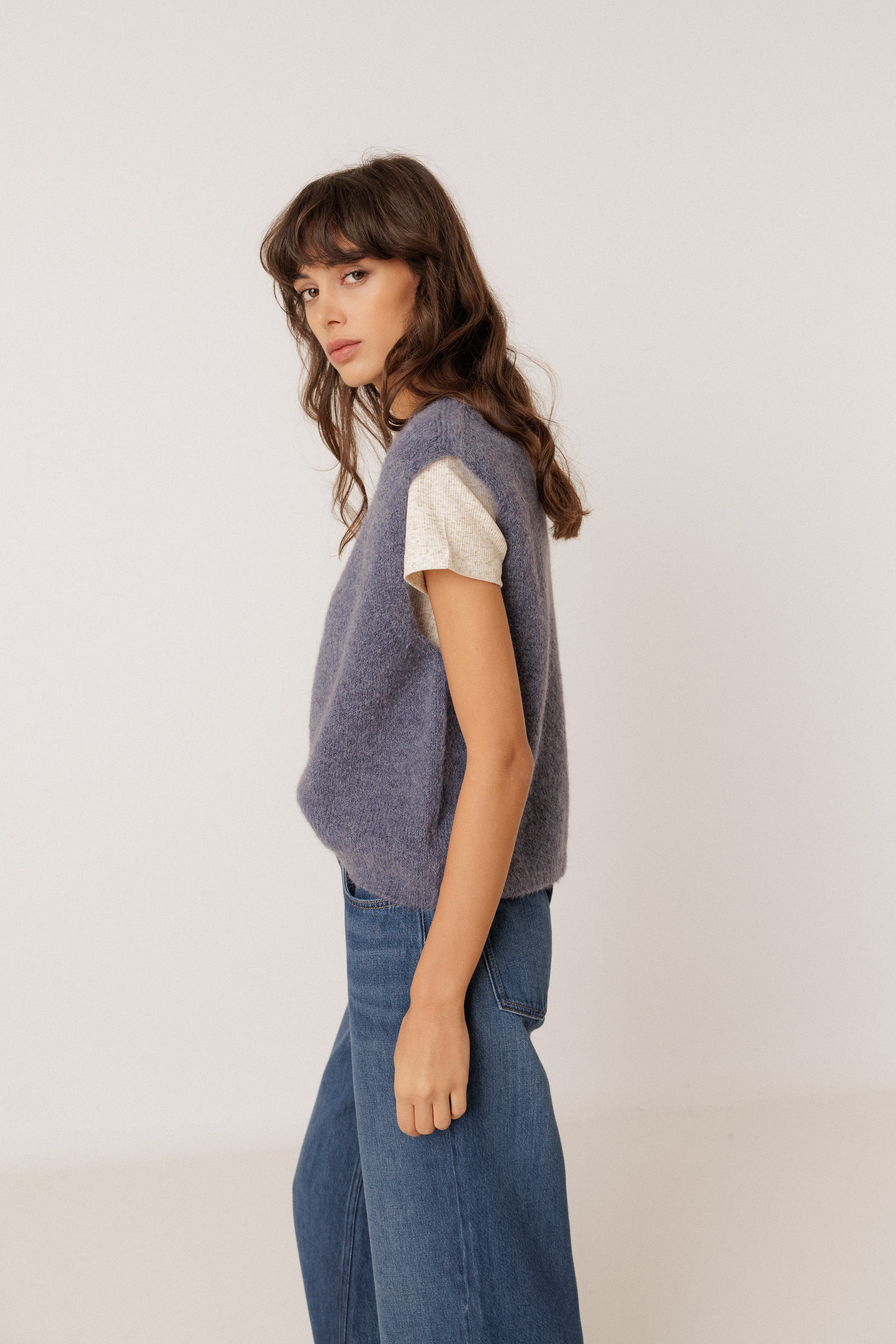 Boxy Mohair Vest - Blue