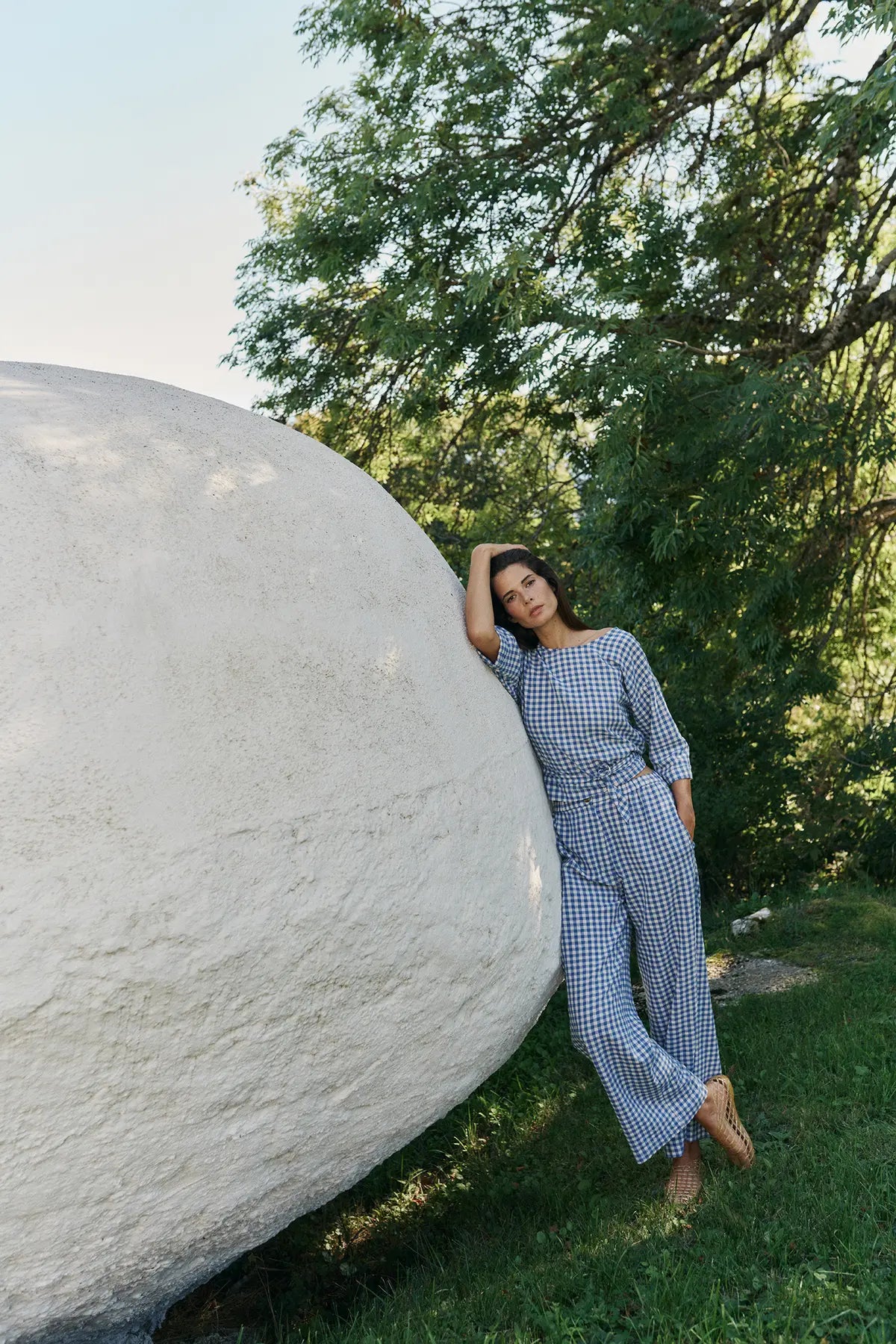 Indi & Cold Blue Check Tie Back Top