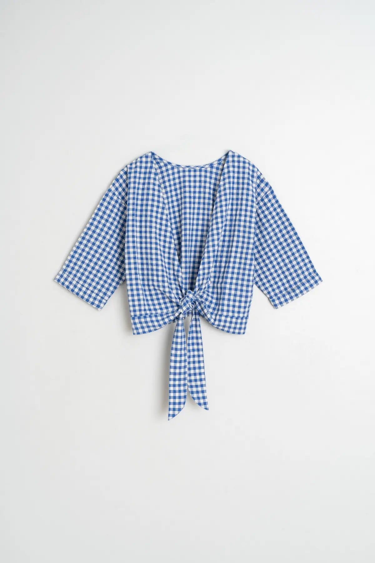 Indi & Cold Blue Check Tie Back Top