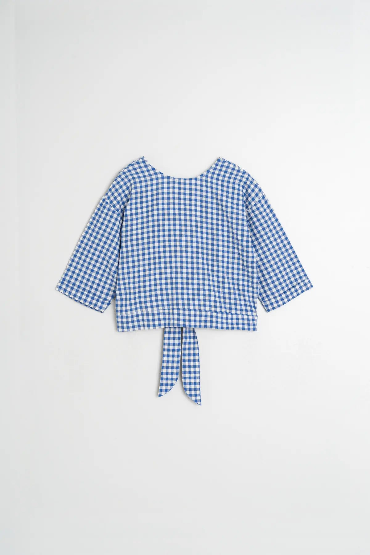 Indi & Cold Blue Check Tie Back Top