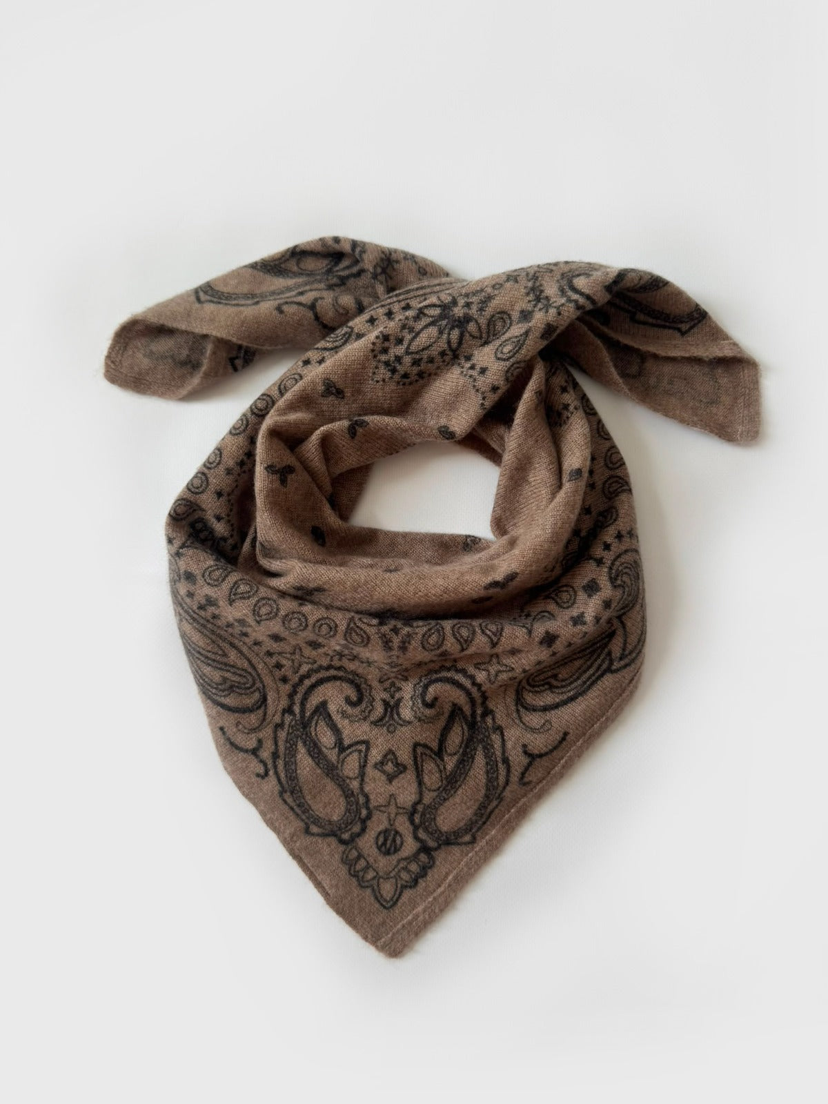 Cashmere Paisley Scarf Greige 65cm