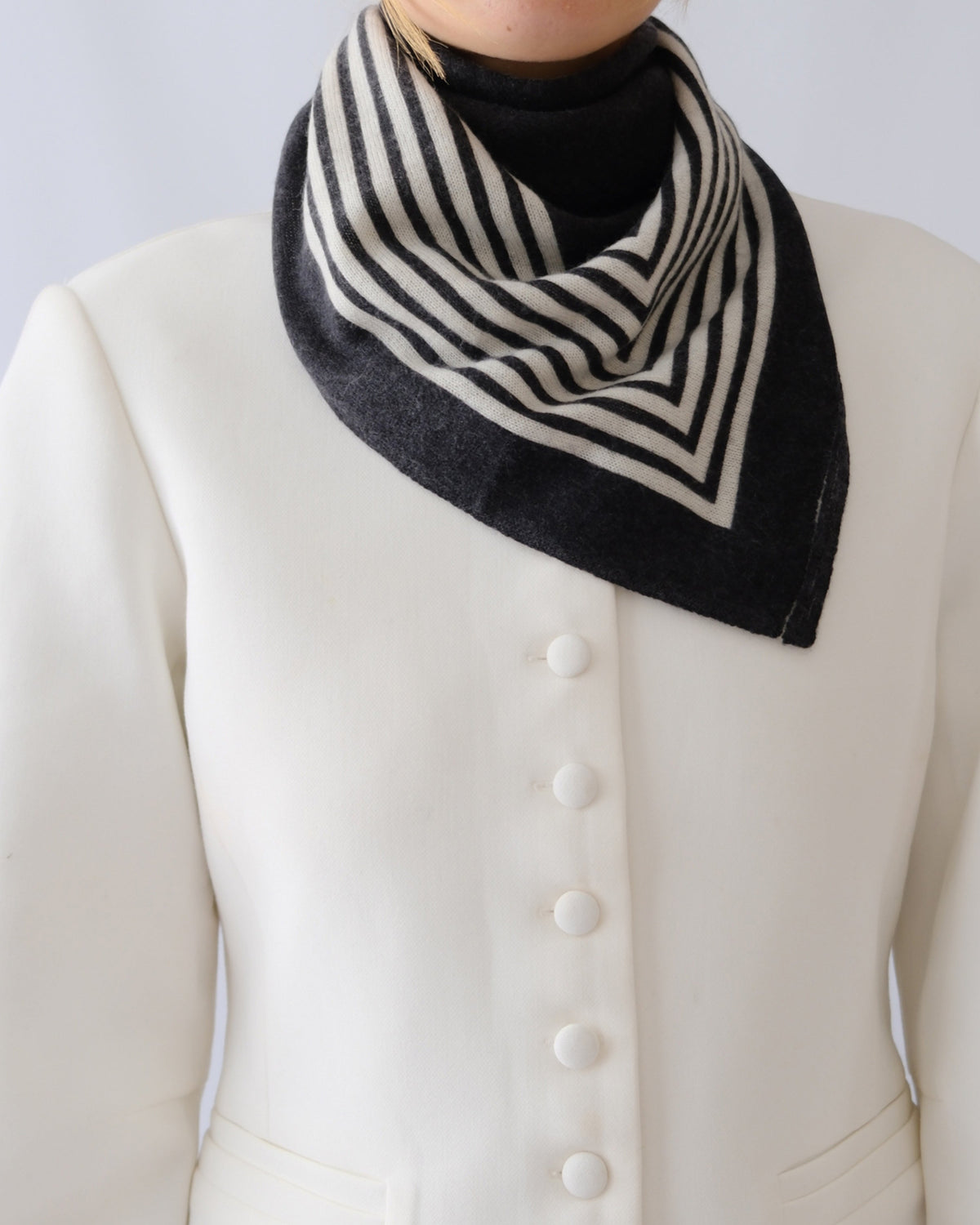 Cashmere Striped Scarf Black 65cm