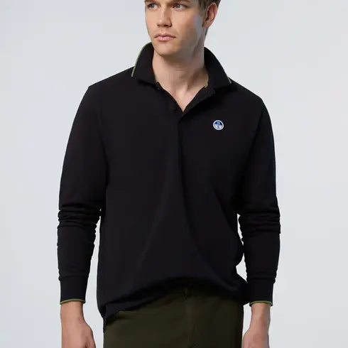North Sails Black LS Polo