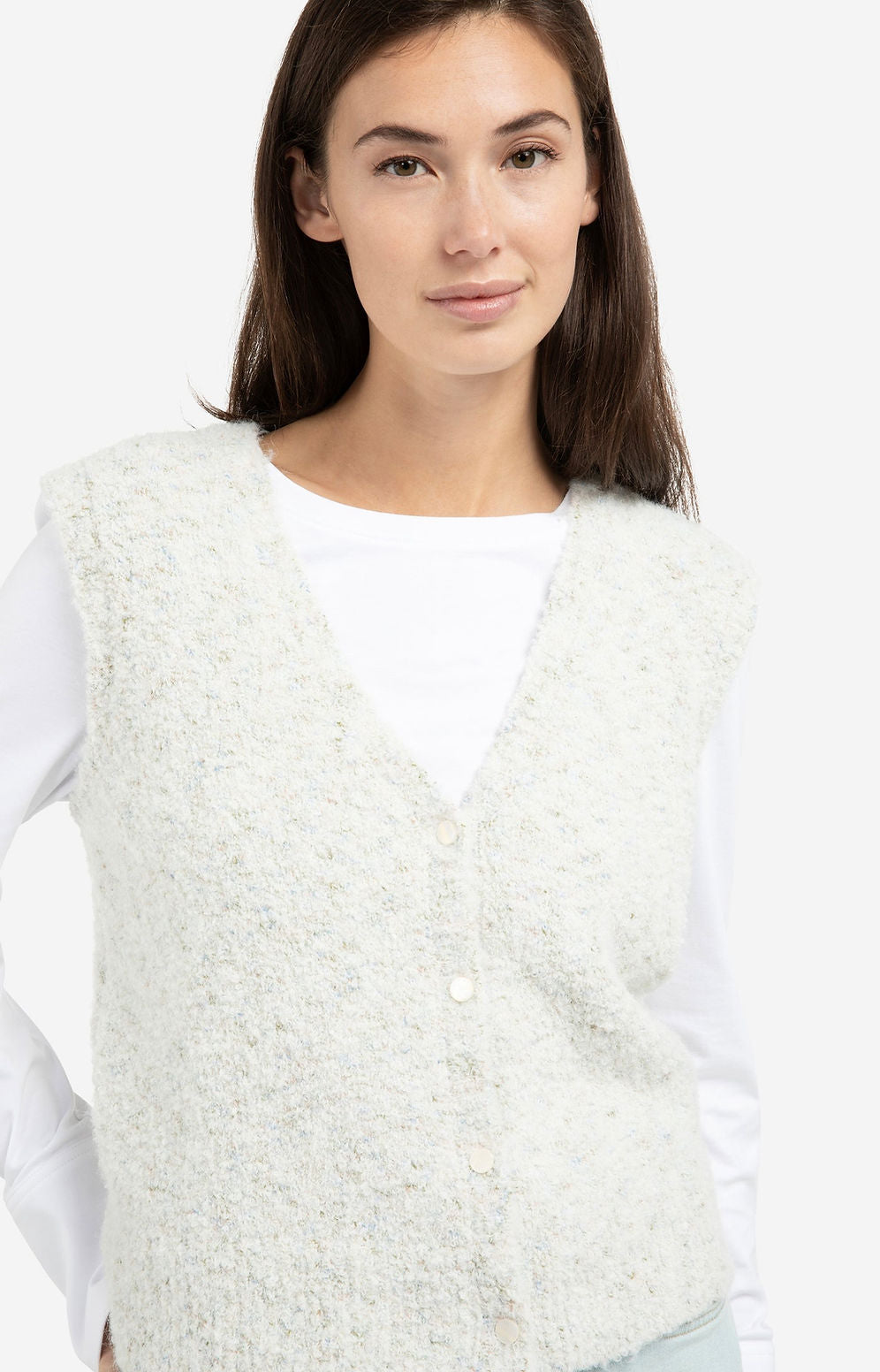 Yaya Sleeveless Boucle Cardigan