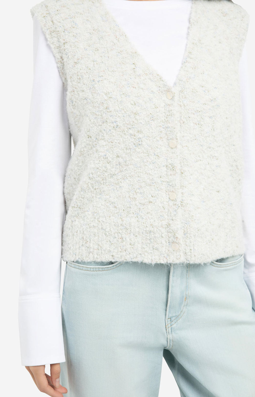 Yaya Sleeveless Boucle Cardigan