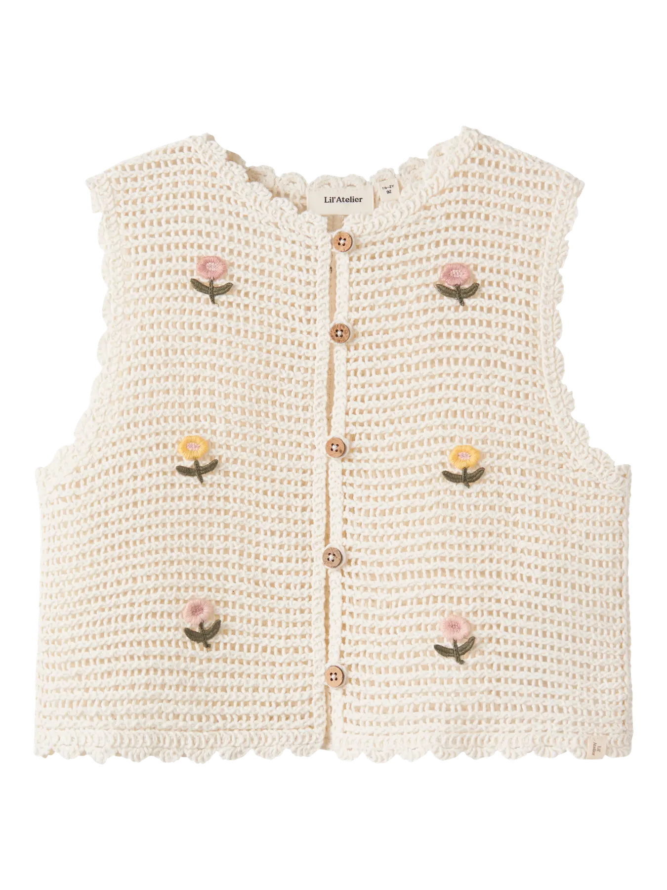 Lil Atelier Flower Crochet Vest