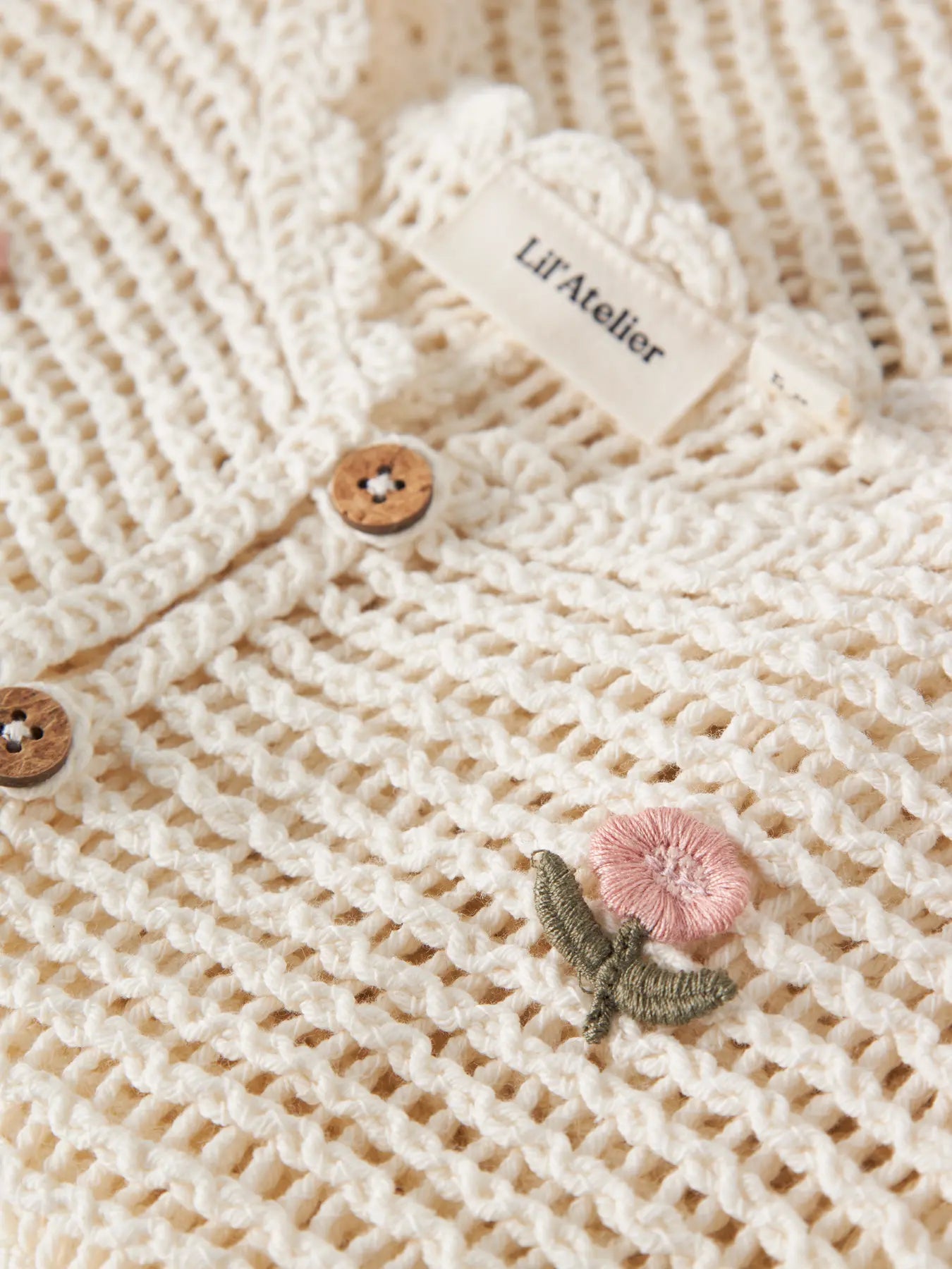 Lil Atelier Flower Crochet Vest