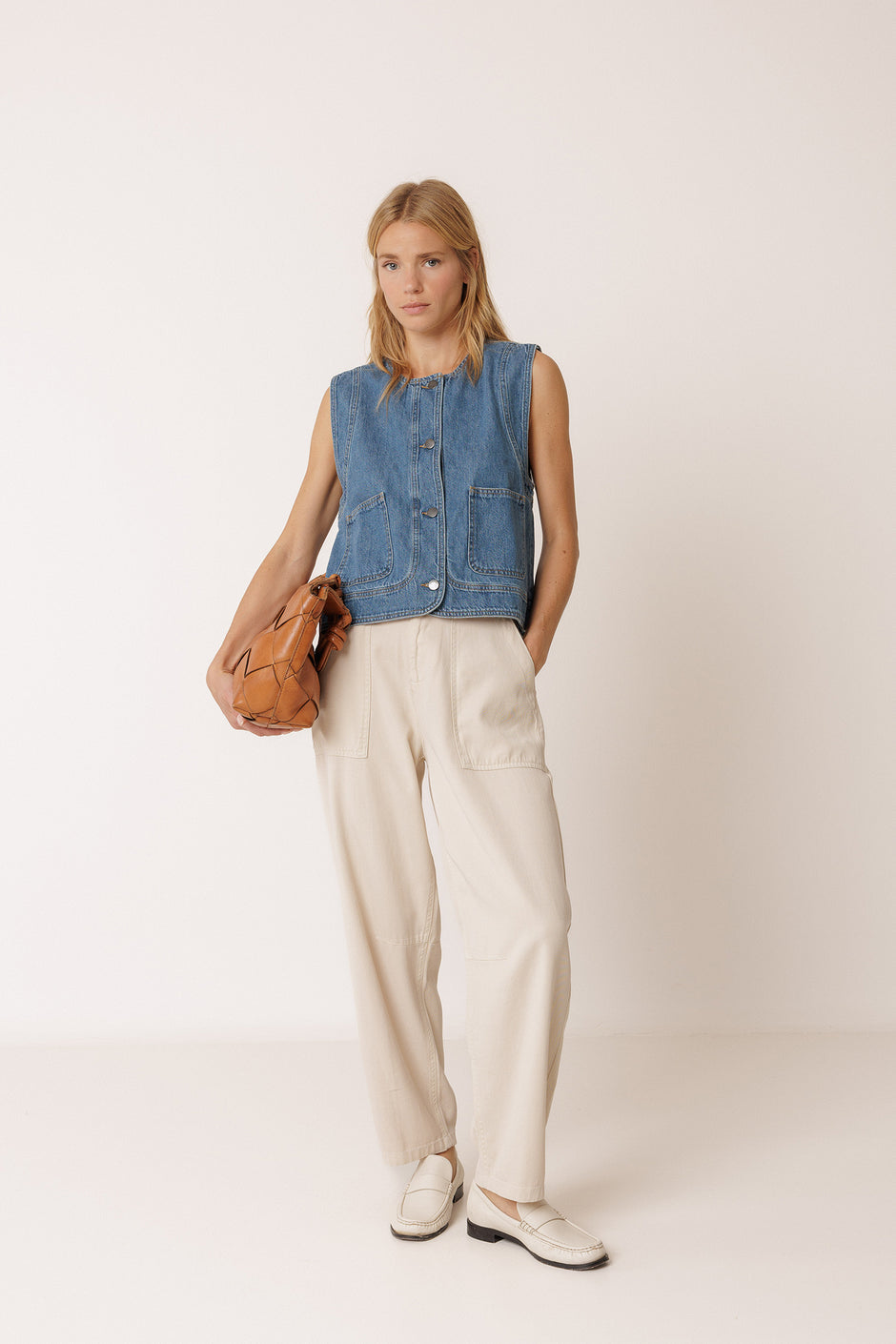 Indi & Cold Denim Button Up Top