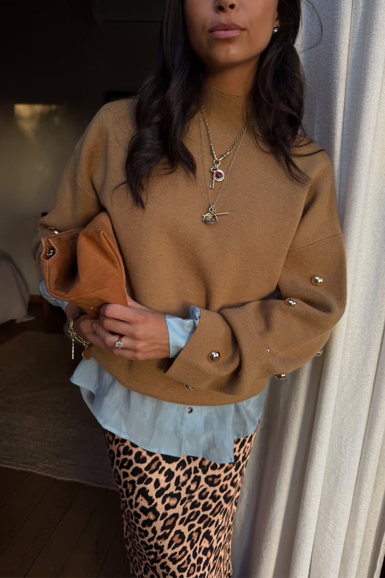 Never Fully Dressed Tan Stud Evie Knit Jumper