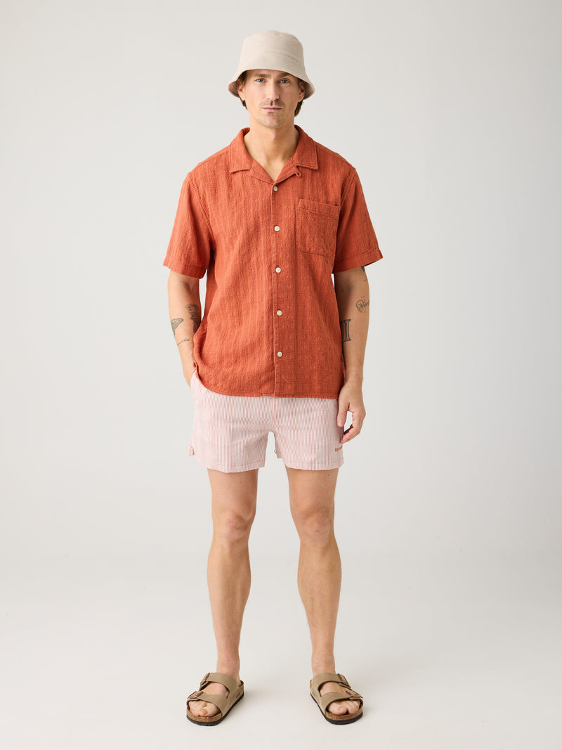 Knowledge Cotton Red Stripe Shorts