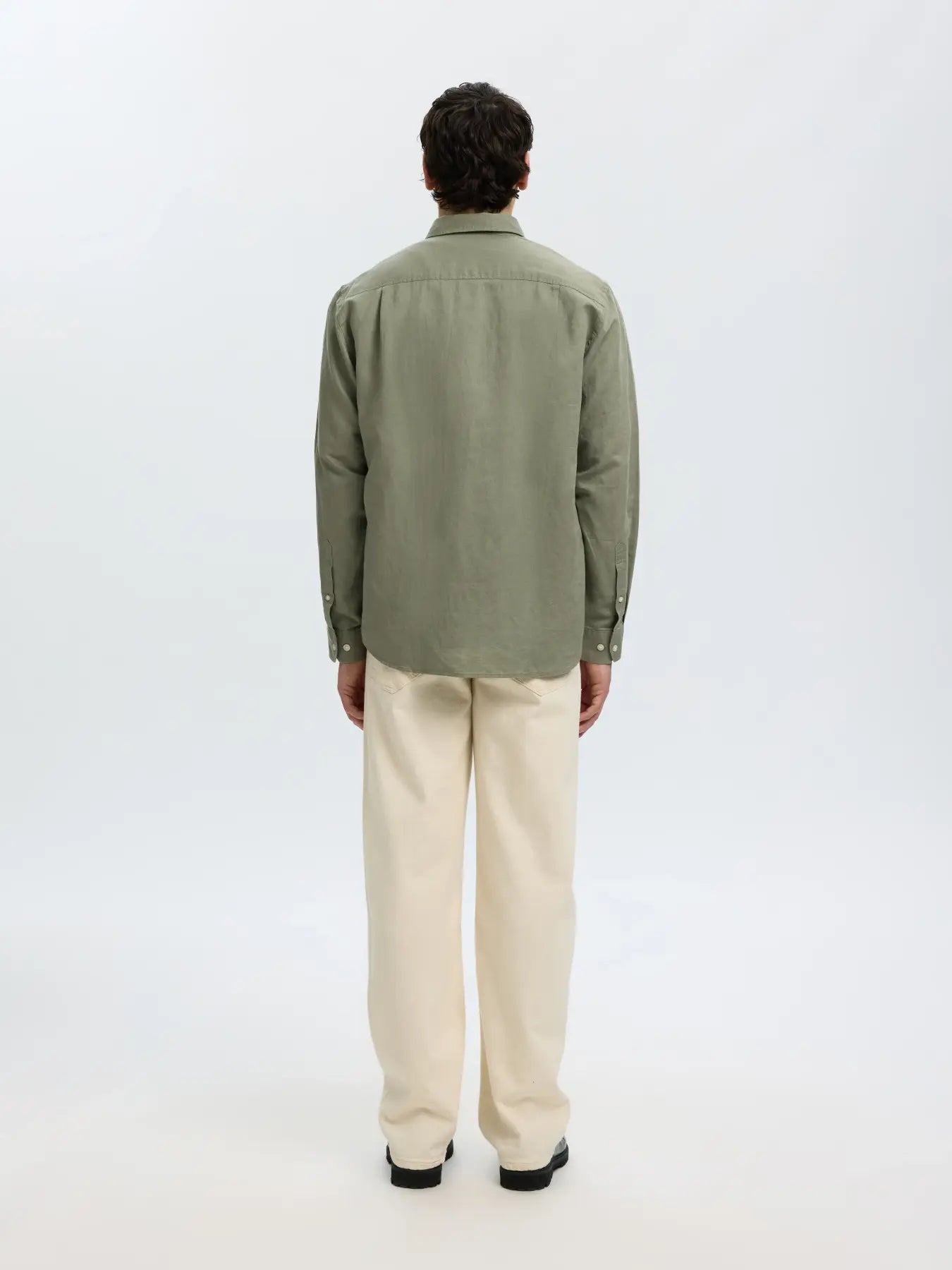 Selected Olive Linen LS Shirt