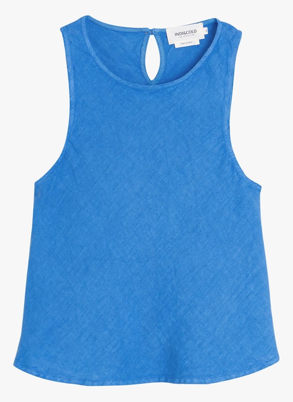 Indi & Cold Blue Linen Top
