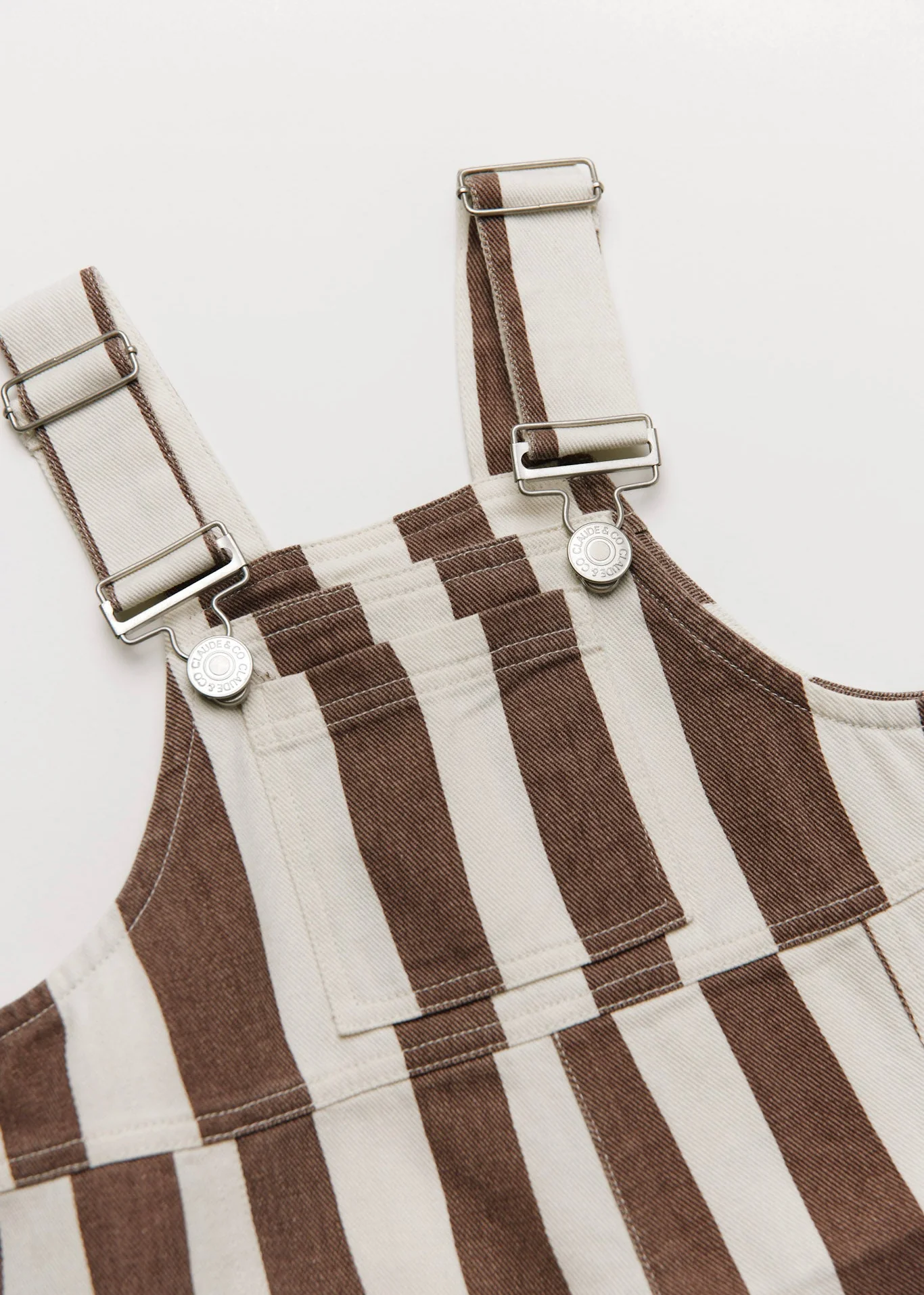 Claude & Co Blythe Choc Stripe Dungaree