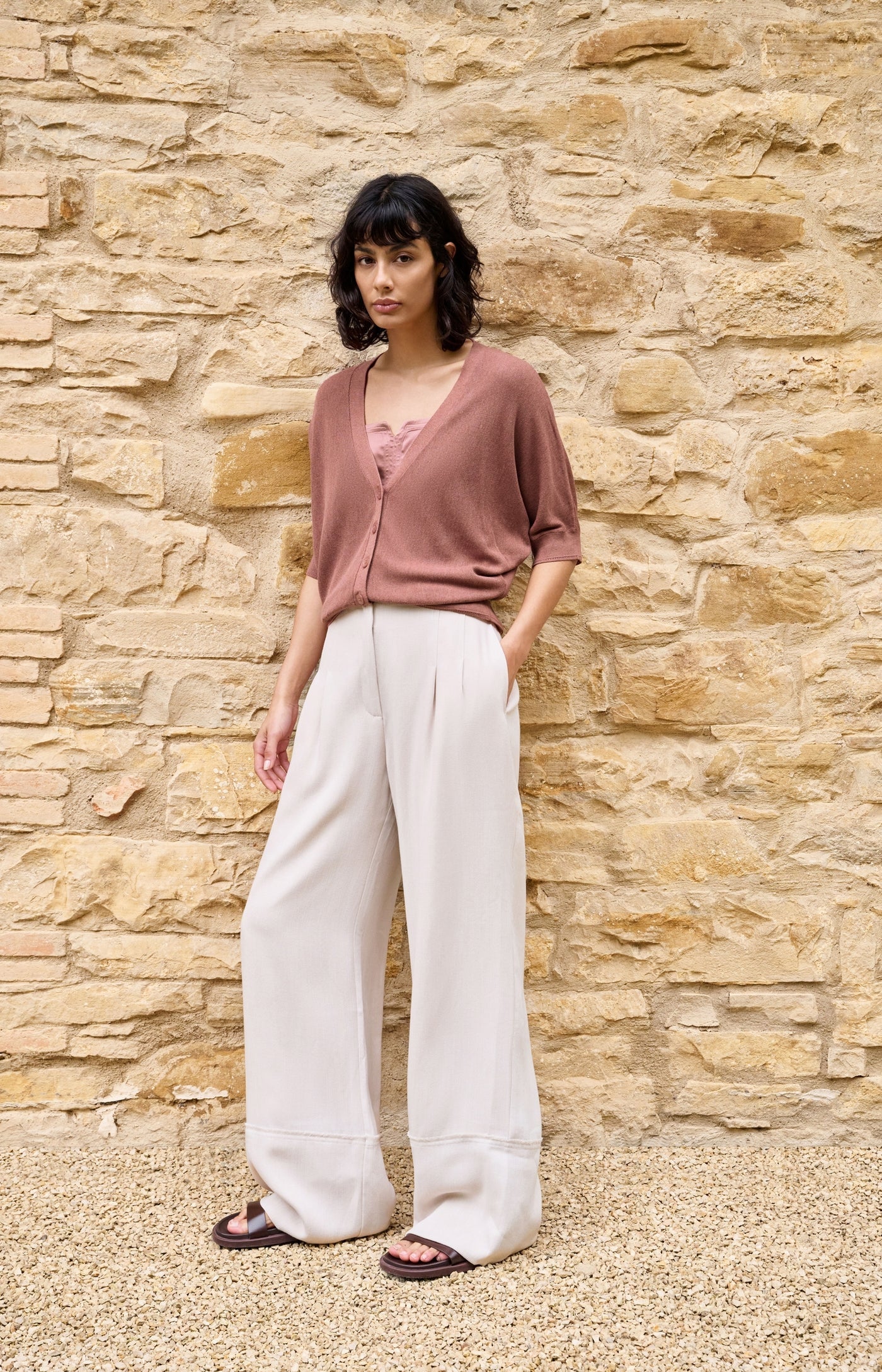 Linen Blend Fringe Detail Pant