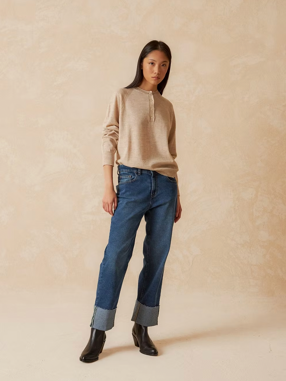 Indi & Cold Turn Up Jeans Blue