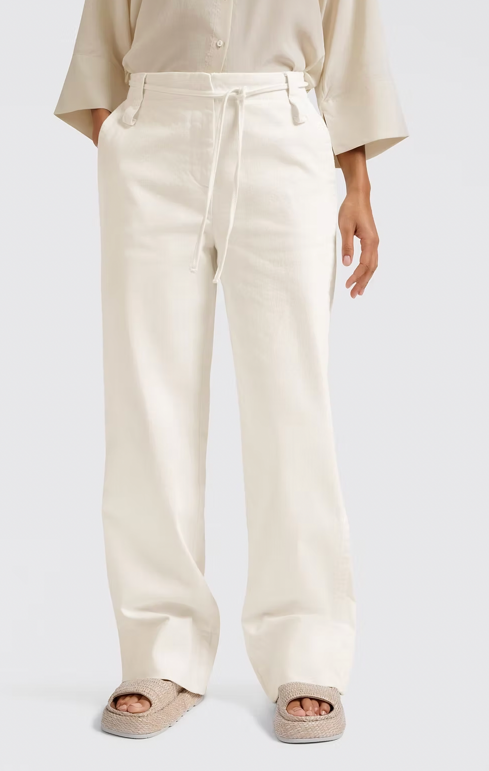 Yaya Off White Wide Leg Trouser