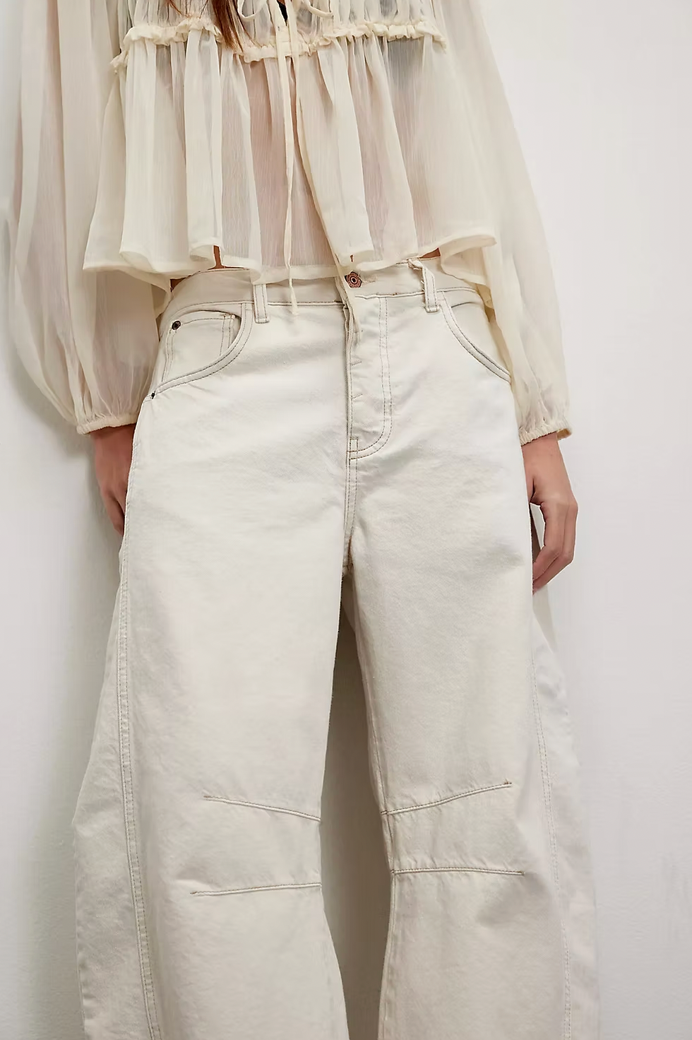 Free People Ivory Barrel Jean
