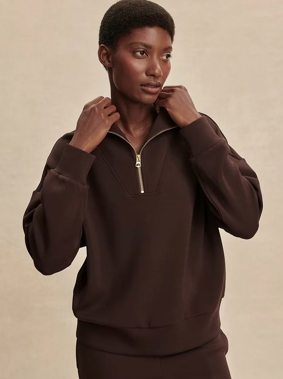 Varley Hawley Coffee Half-Zip Sweat